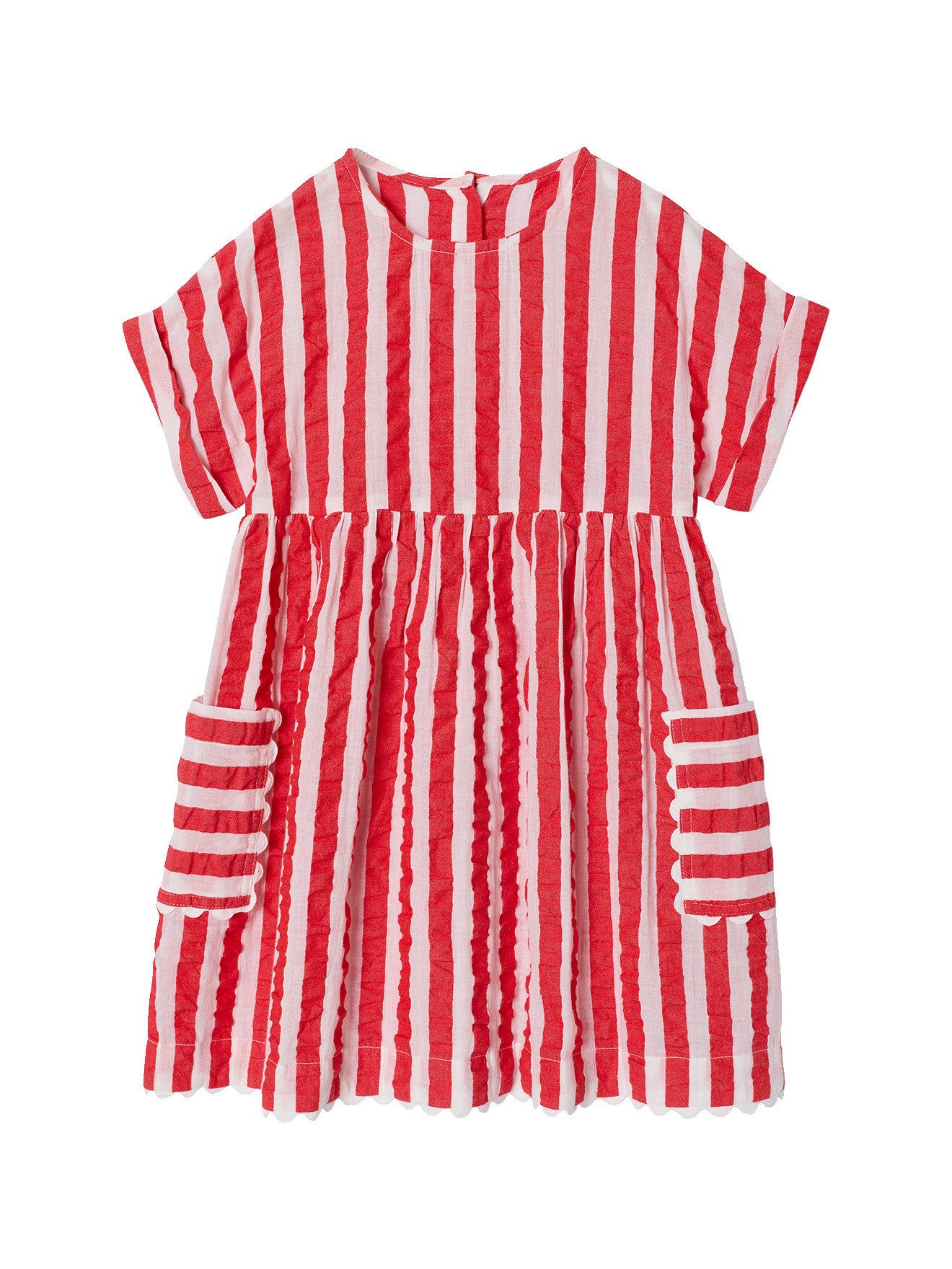 Minikleid Sommerkleid Mädchen aus Seersucker mit Taschen