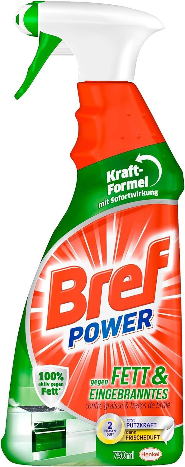 Bref Power gegen Fett & Eingebranntes 750 ml Reinigungsspray (1-St. Srpühflasche mit Sofortwirkung)