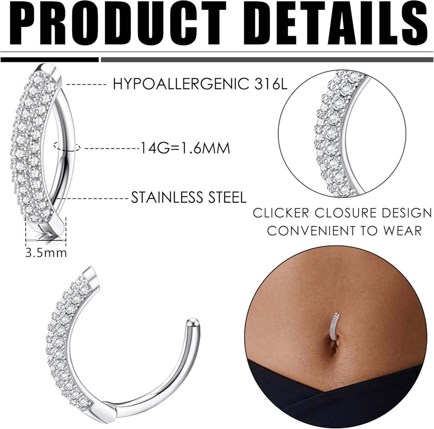 LuxusKollektion Bauchnabelpiercing Bauchnabelpiercing Clicker Ringe 14G günstig online kaufen