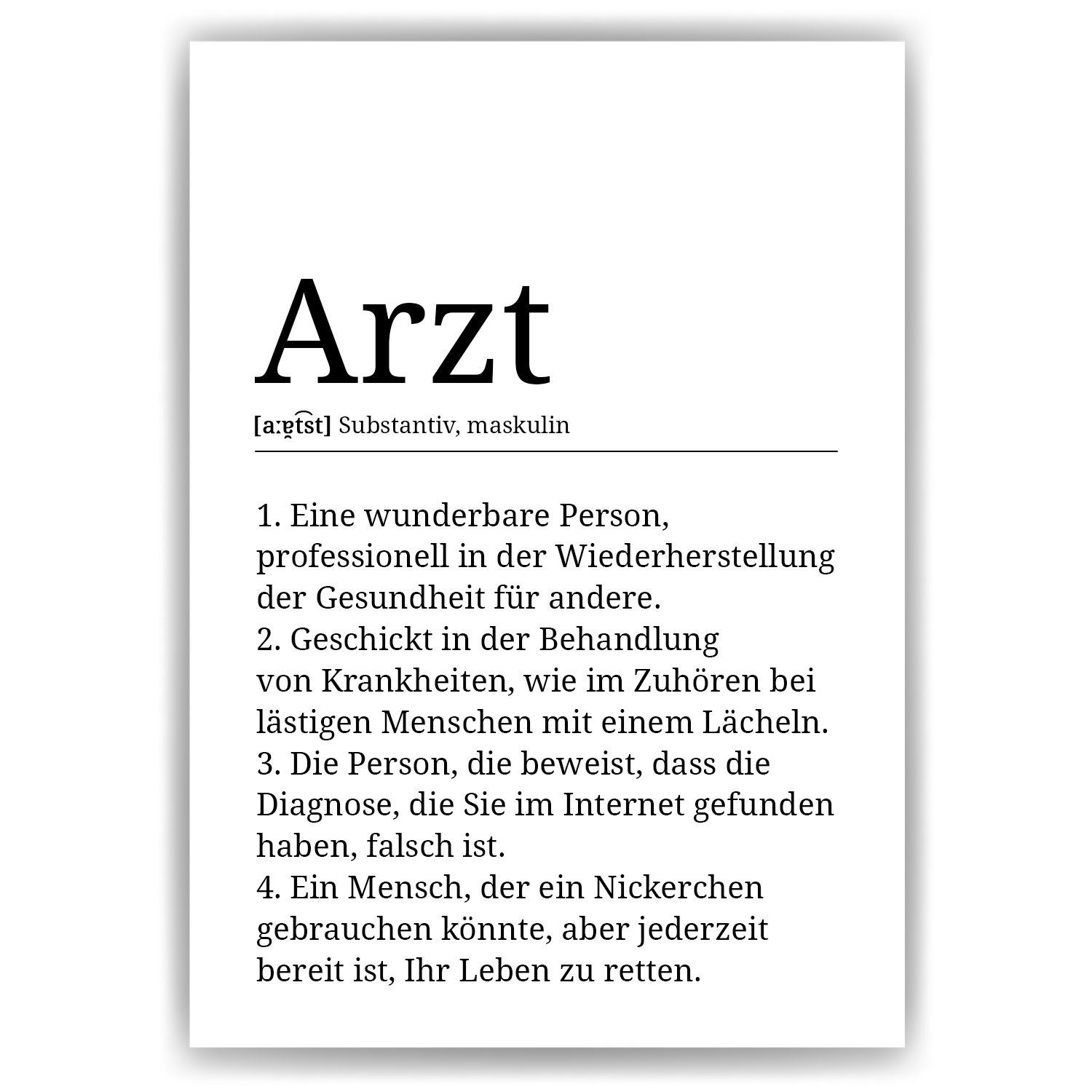 Tigerlino Poster Arzt Definition Wandbild Mediziner günstig online kaufen