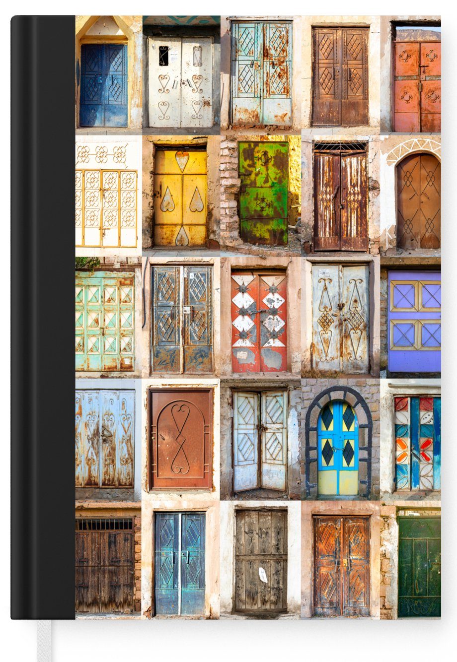 MuchoWow Notizbuch Türen Haushaltsbuch Tagebuch, - Seiten, - A5, Vintage Architektur - Collage, Merkzettel, 98 Notizheft, Journal