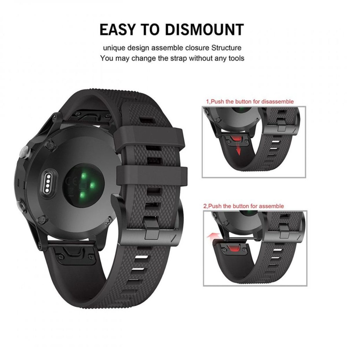 TECH PROTECT Smartwatch-Armband für Garmin Fenix 5 / 6 / 6 Pro / 7, Passgenauer TPU-Schutz für Garmin Fenix