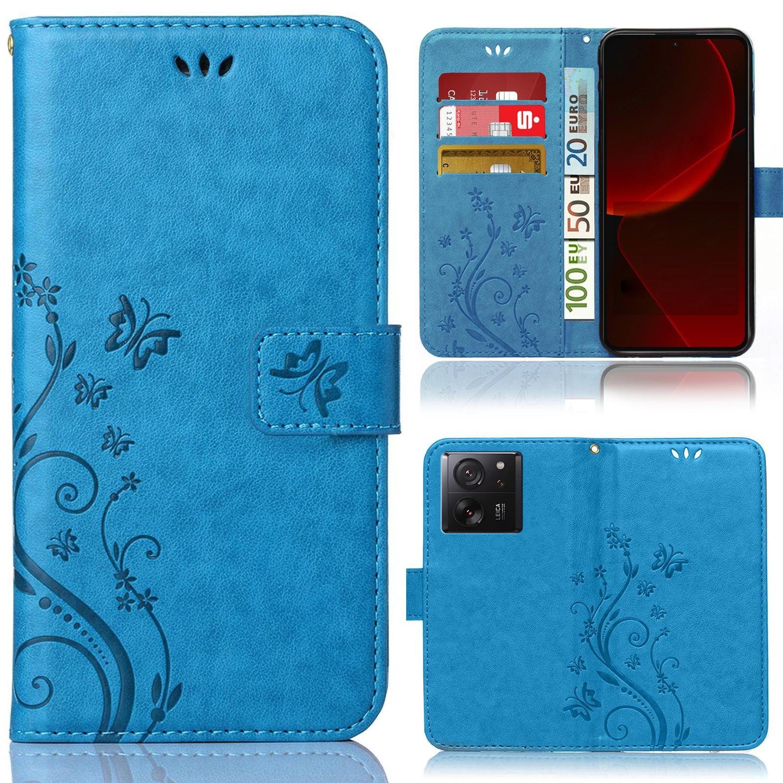 Numerva Handyhülle Bookstyle Flower für Xiaomi 13T / 13T Pro, Handy Tasche Schutzhülle Klapphülle Flip Cover mit Blumenmuster