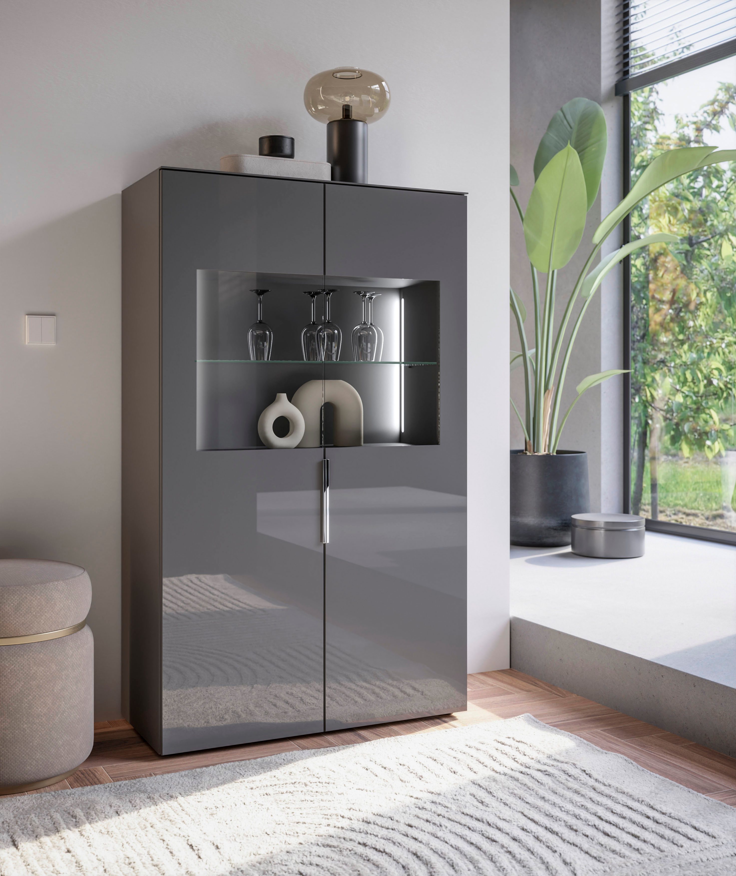 HBZ Vitrine (1-St) Breite 90cm, Glasfronten & Glasoberboden