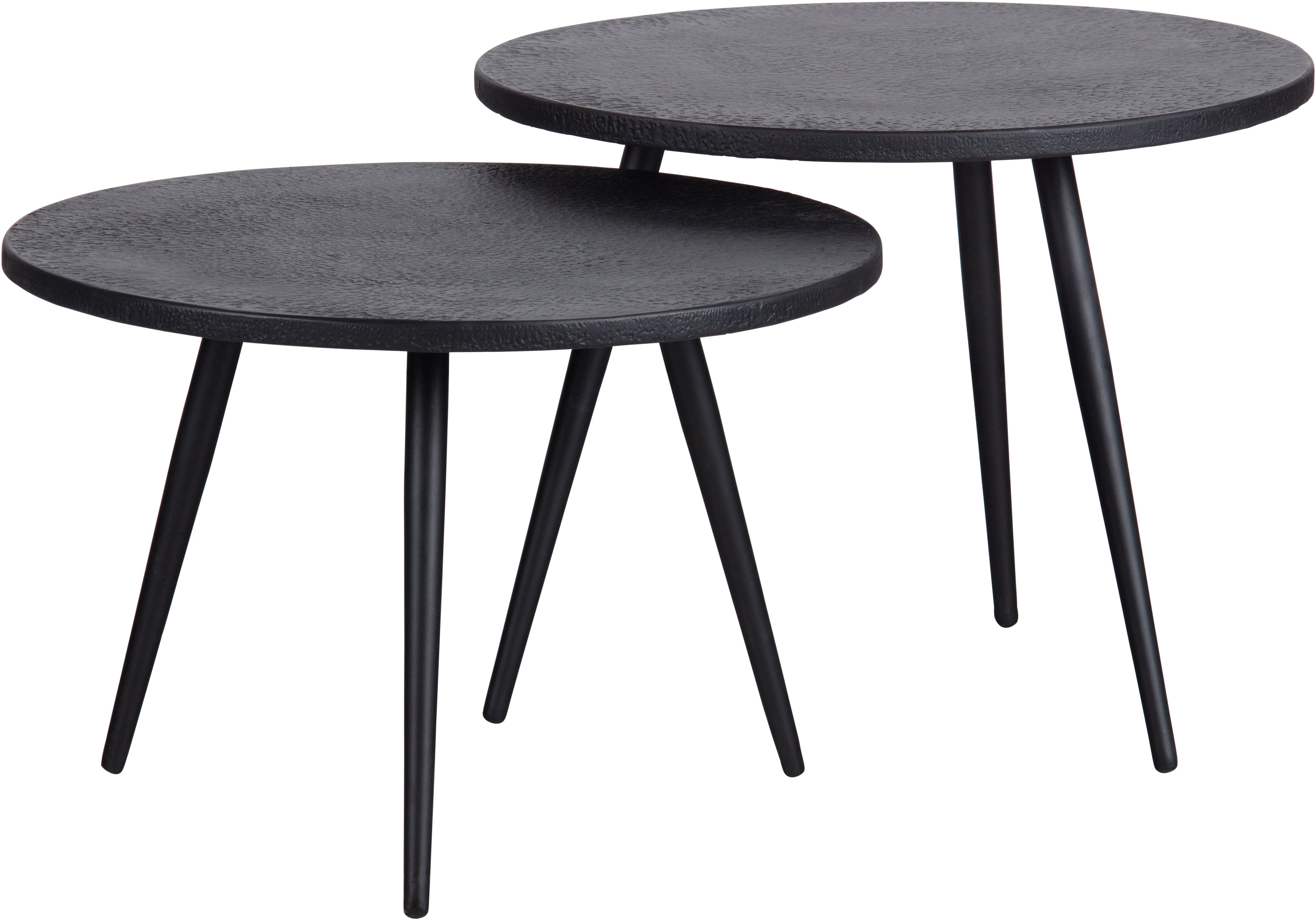 WOOOD Beistelltisch Suze aus Multiplex mit Metallbeschichtung Ø53x42 / Ø53x36 cm (Set, 2-St), 2er-Set, Plattendicke 2 cm, Beine aus MS-Eisen, pulverbeschichtet