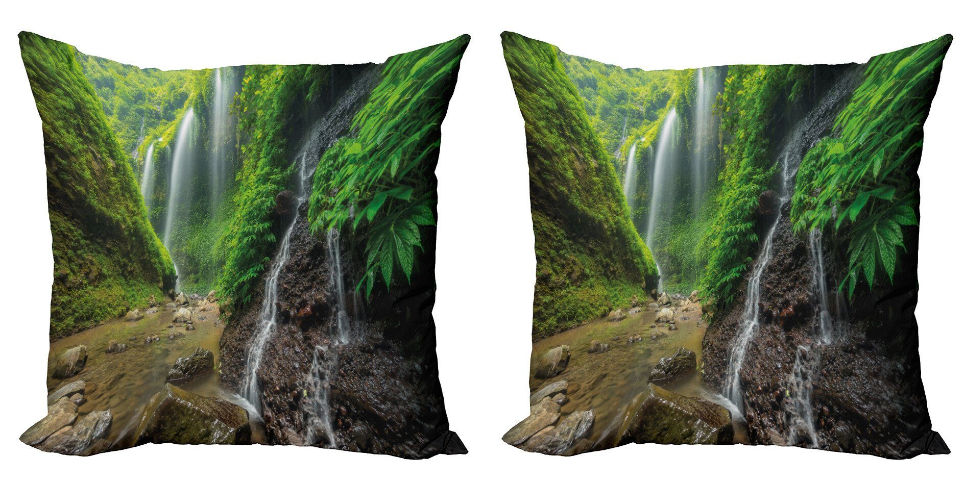 Kissenbezüge Modern Accent Doppelseitiger Digitaldruck, Abakuhaus (2 Stück), Landschaft Wasserfall Wald