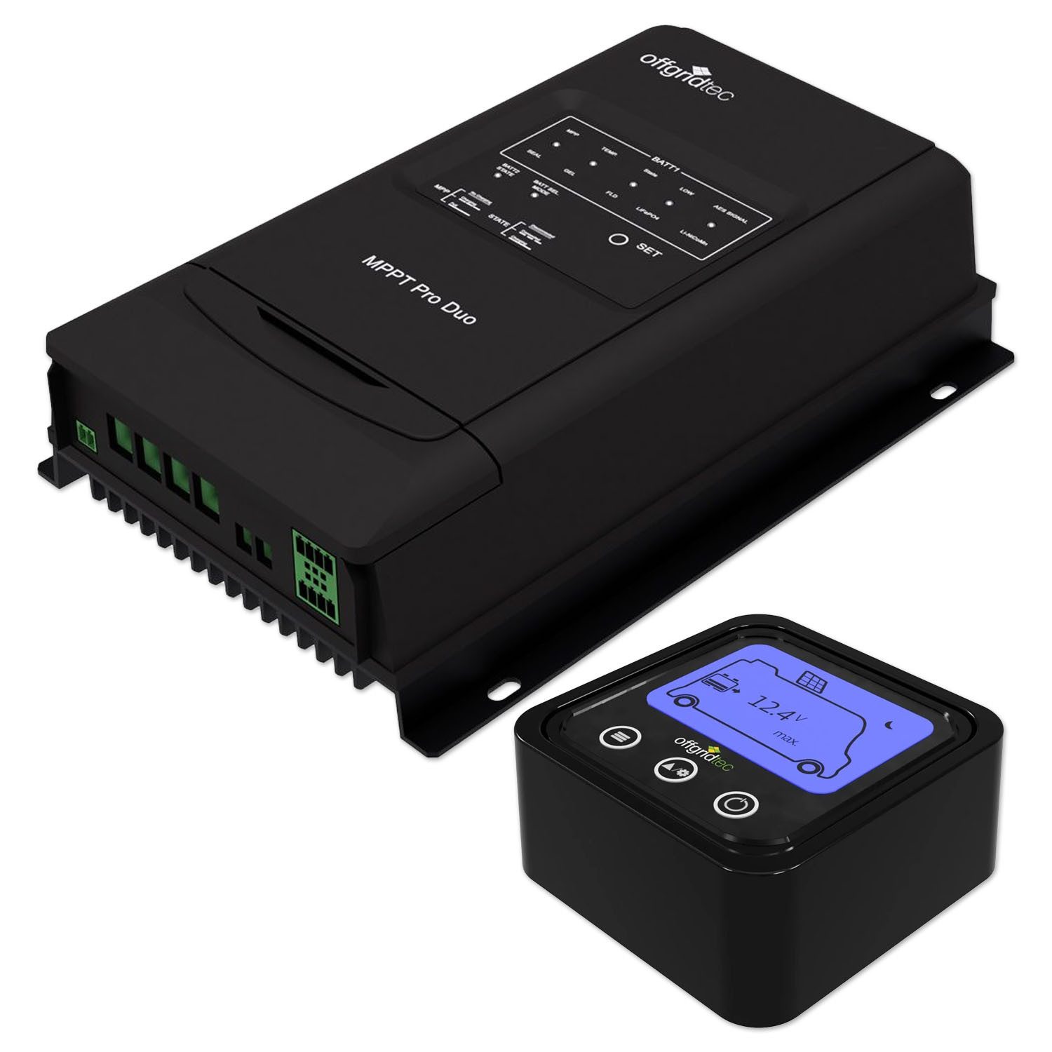 Impulse Innovation Solarladeregler Offgridtec MPPT Pro Duo 30A Solarregler-Set mit Fernanzeige 12/24V