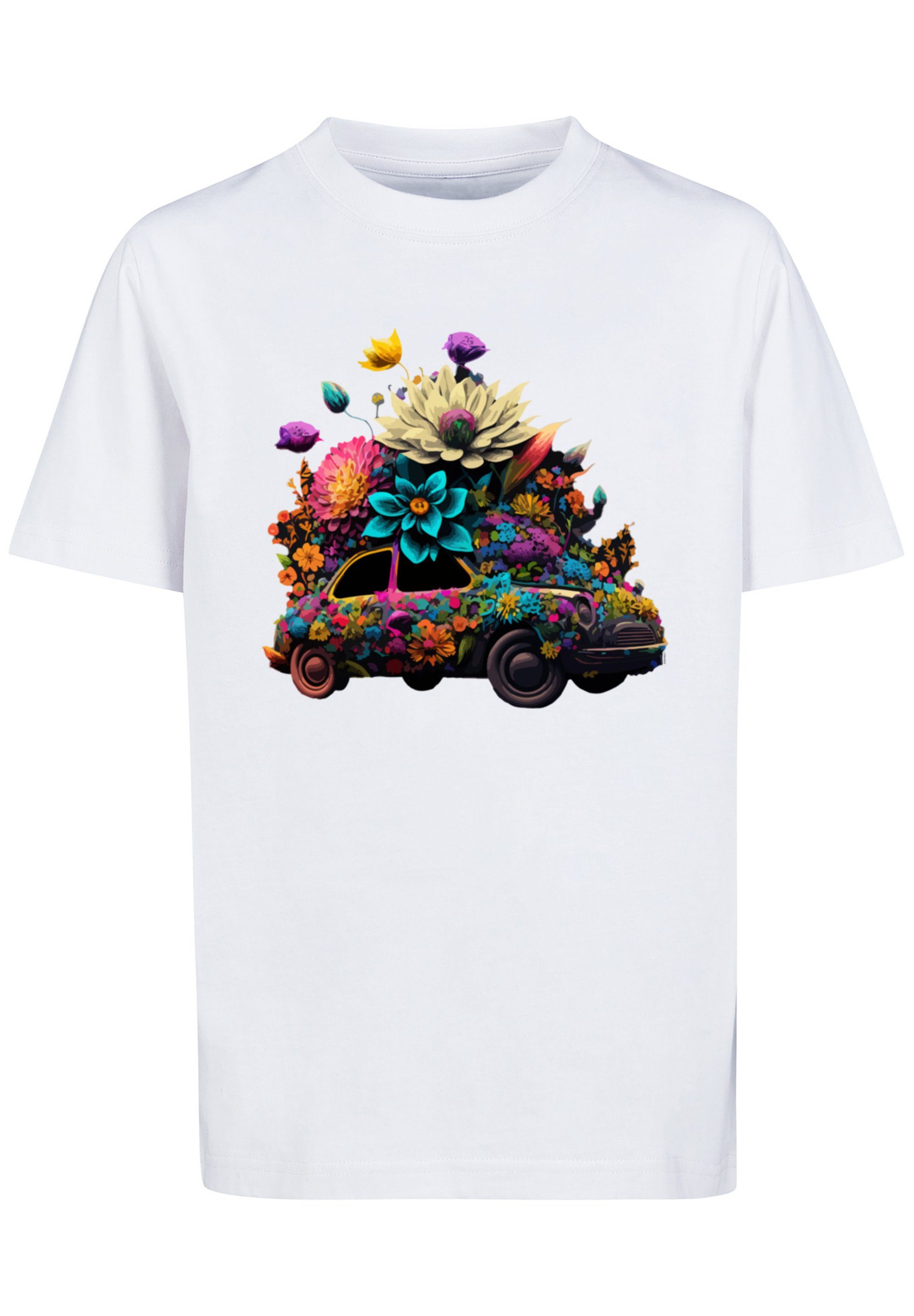 Unisex Blumen Auto T-Shirt Tee F4NT4STIC weiß Print