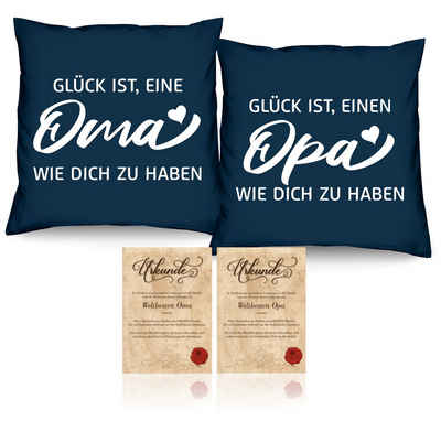 Soreso® Dekokissen Geschenk für Oma und Opa Weihnachten Kissen-Set Weihnachtsgeschenk, Geschenk-Set