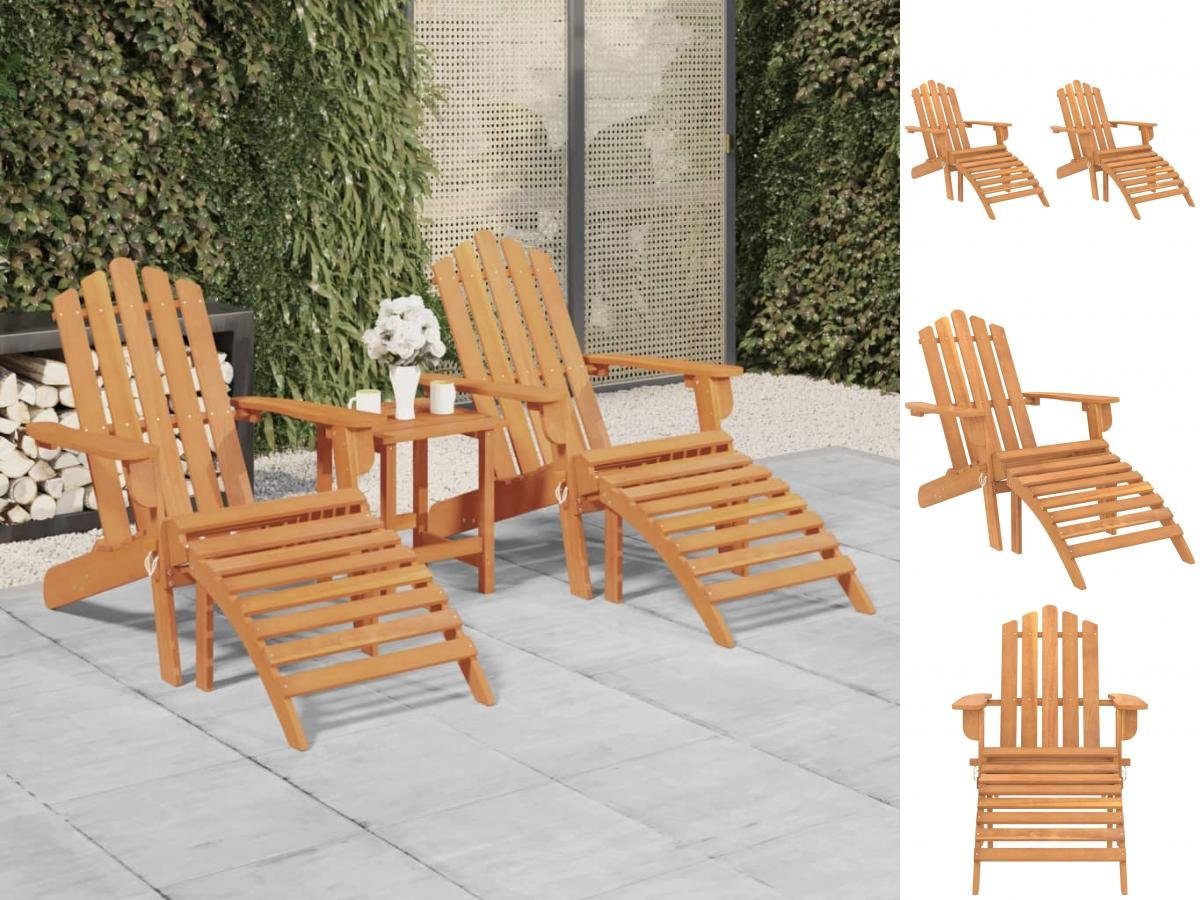 vidaXL Gartenstuhl Adirondack-Gartenstühle mit Fußteilen Massivholz Stk Akazie 2 Deckchai