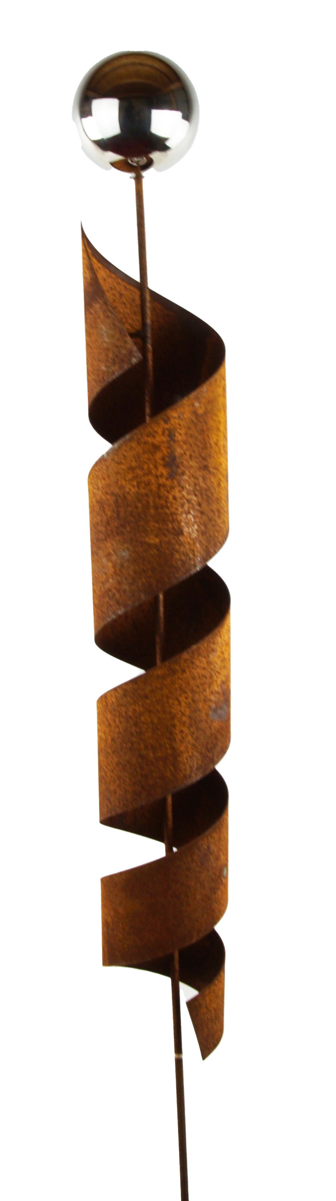 Posiwio Gartenstecker Gartenstecker Spirale Rostoptik Edelstahlkugel günstig online kaufen