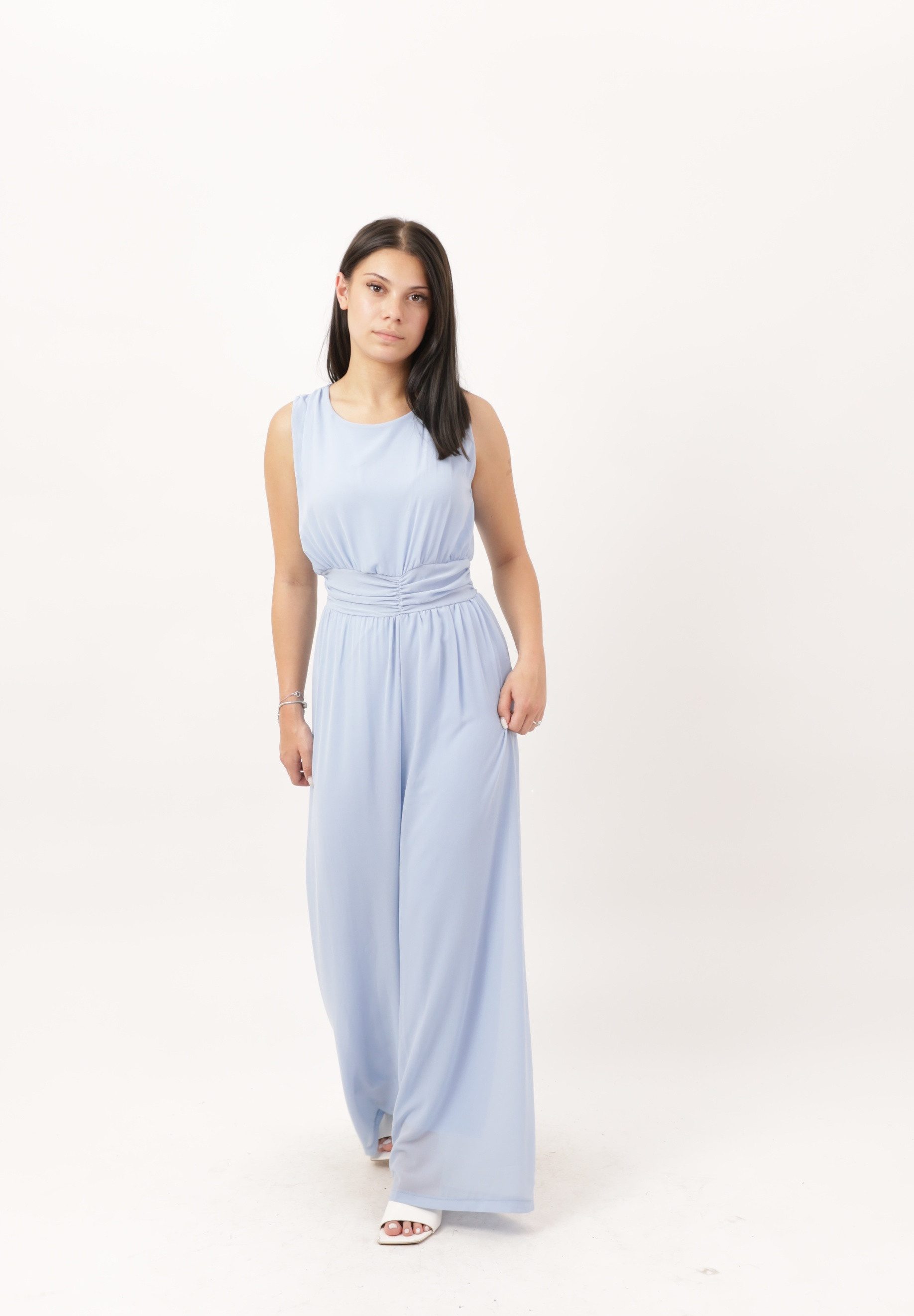 Elara Jumpsuit — Damen Overall mit weitem Bein, Taillenbund und Chiffon-Look