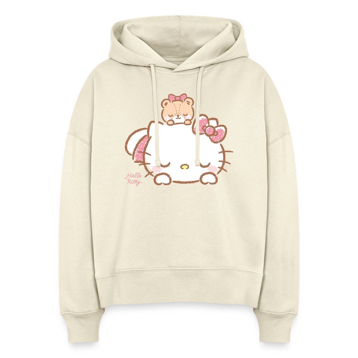 Hoodie Hello Kitty Mit Teddy Auf Dem Rücken Frauen Boxy Organic Hoodie