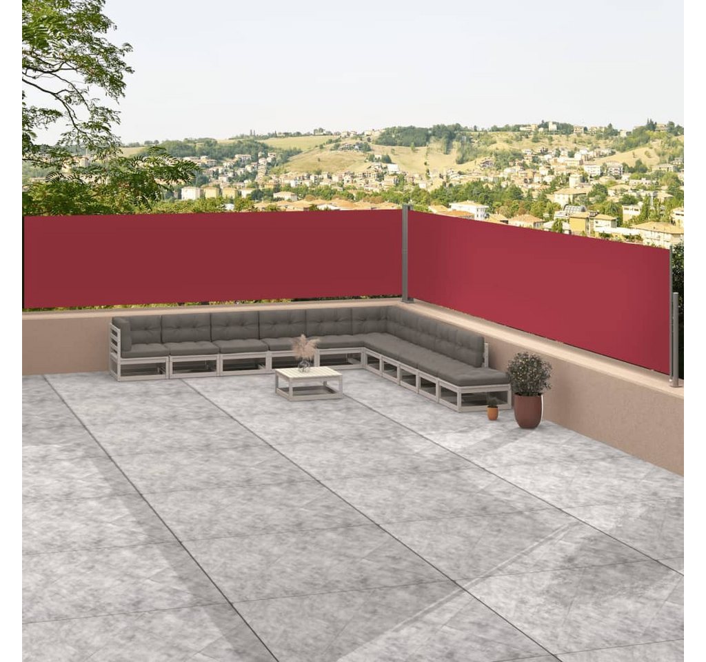 Thumbnail - vidaXL Seitenmarkise Sichtschutz Windschutz Ausziehbar Rot 117x1200 cm
