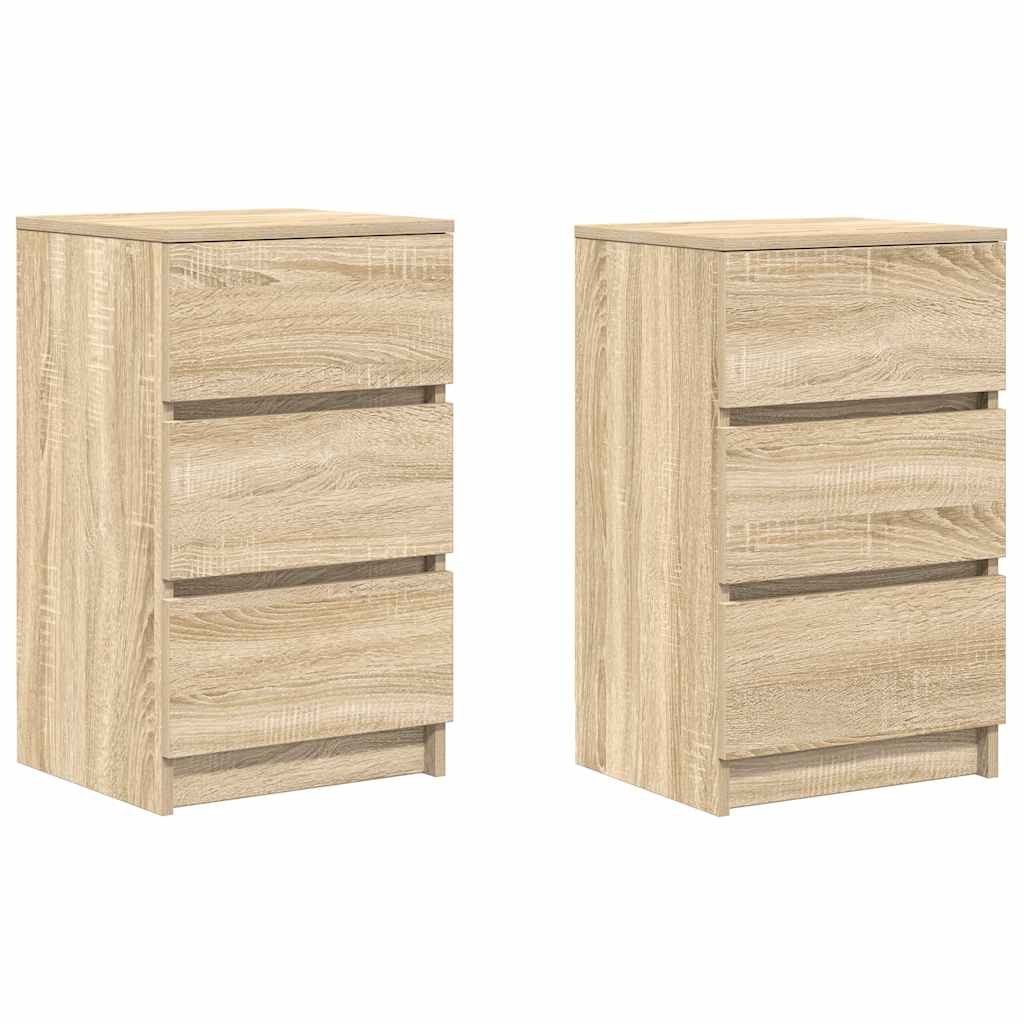 vidaXL Nachttisch Nachttische mit 3 Schubladen 2 Stk. Sonoma-Eiche 39x35x65 cm (2-St)