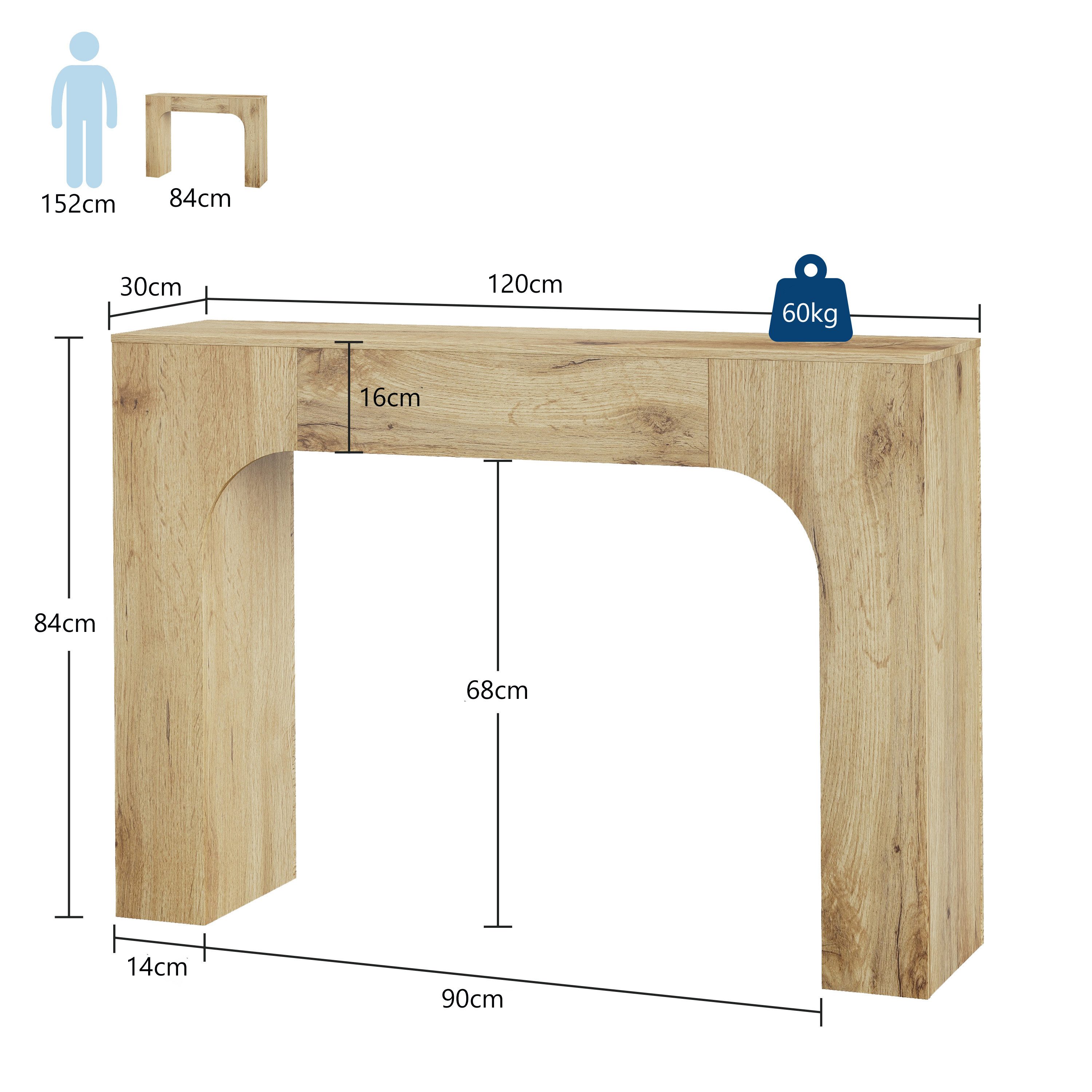 GarveeMore Konsolentisch 120/160cm Flurtisch Sofatisch, MDF-Material und Kippsicherung – Bild 2 von 5
