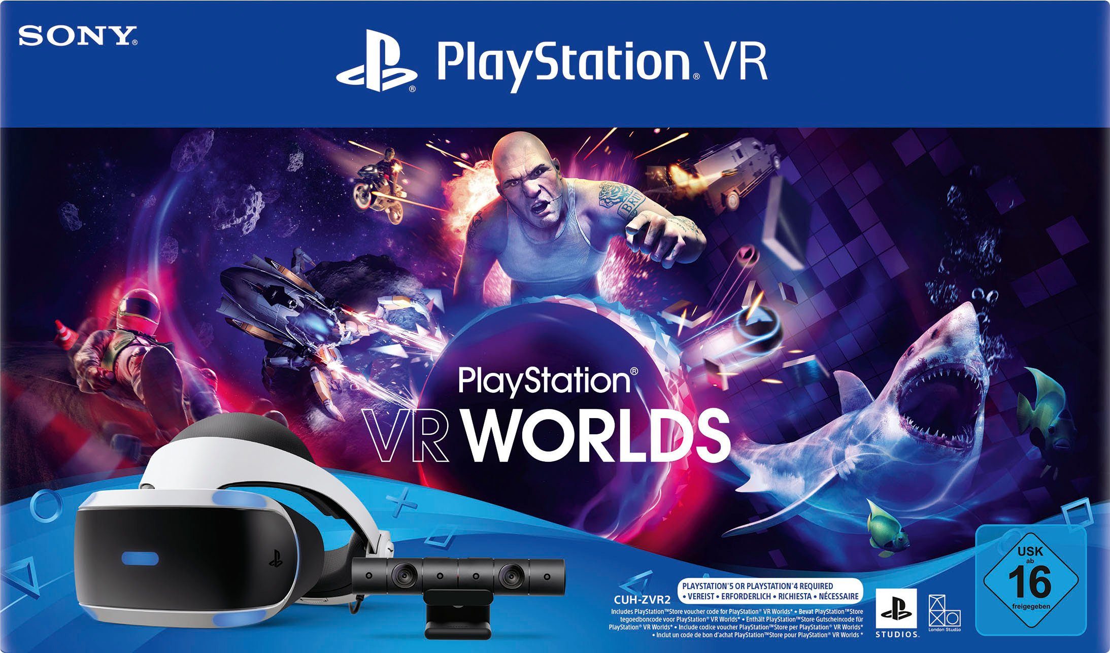 PlayStation 4 VR Starter Pack V2 Virtual-Reality-Headset (OLED), VR STARTER  PACK MIT VR WORLDS CODE
