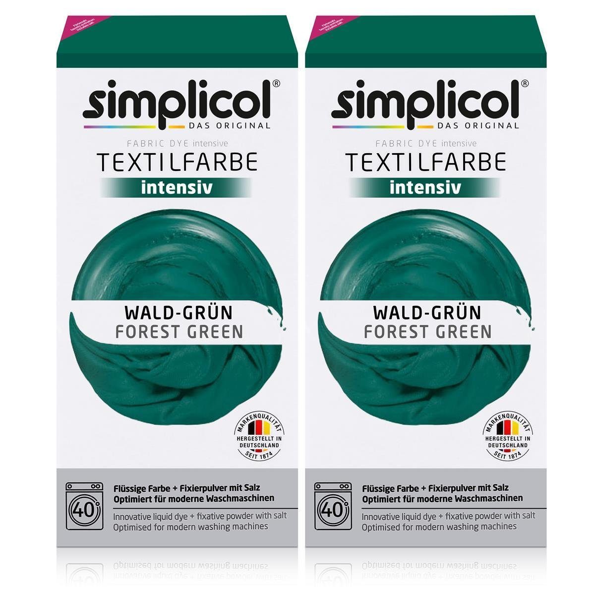Textilfarbe Simplicol Textilfarbe intensiv Wald-Grün - Einfaches Färben (2er Pack)