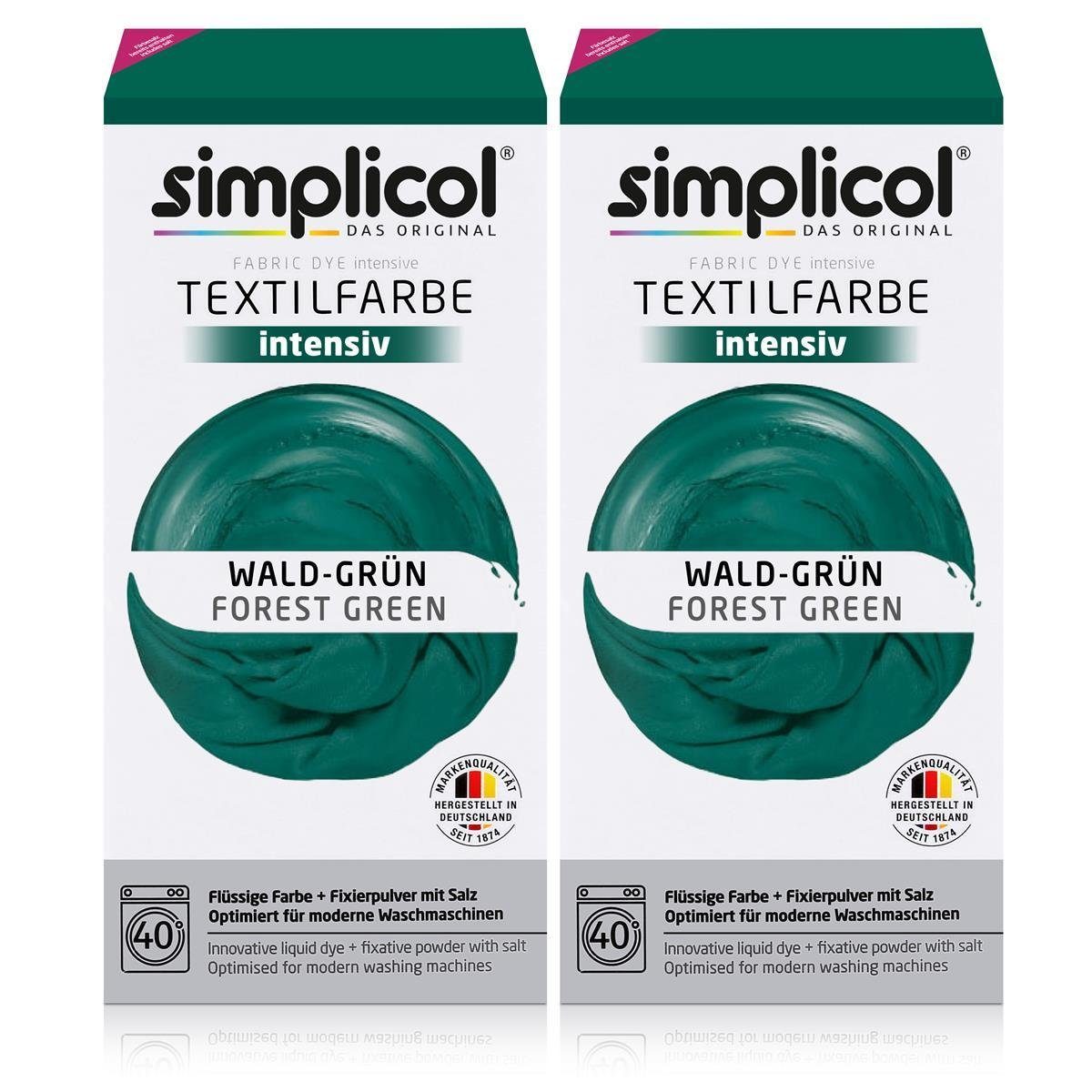 simplicol Textilfarbe Simplicol Textilfarbe intensiv Wald-Grün - Einfaches Färben (2er Pack)