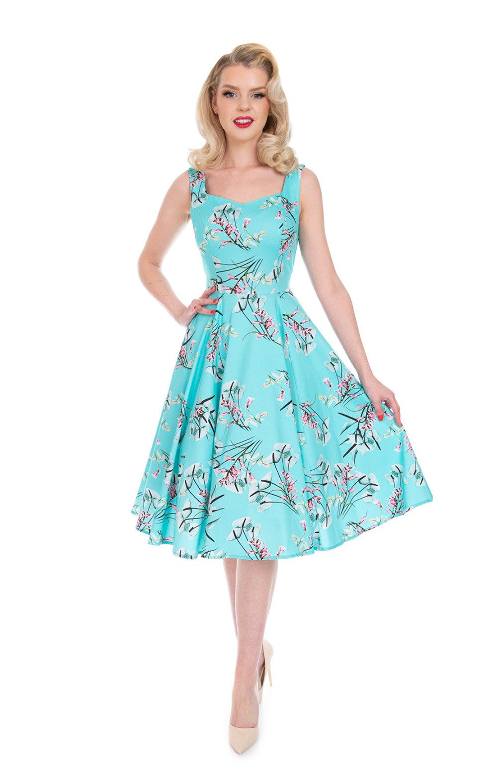 Hearts & Roses London A-Linien-Kleid Sandra Floral Swing Dress Rockabella Vintage Retro