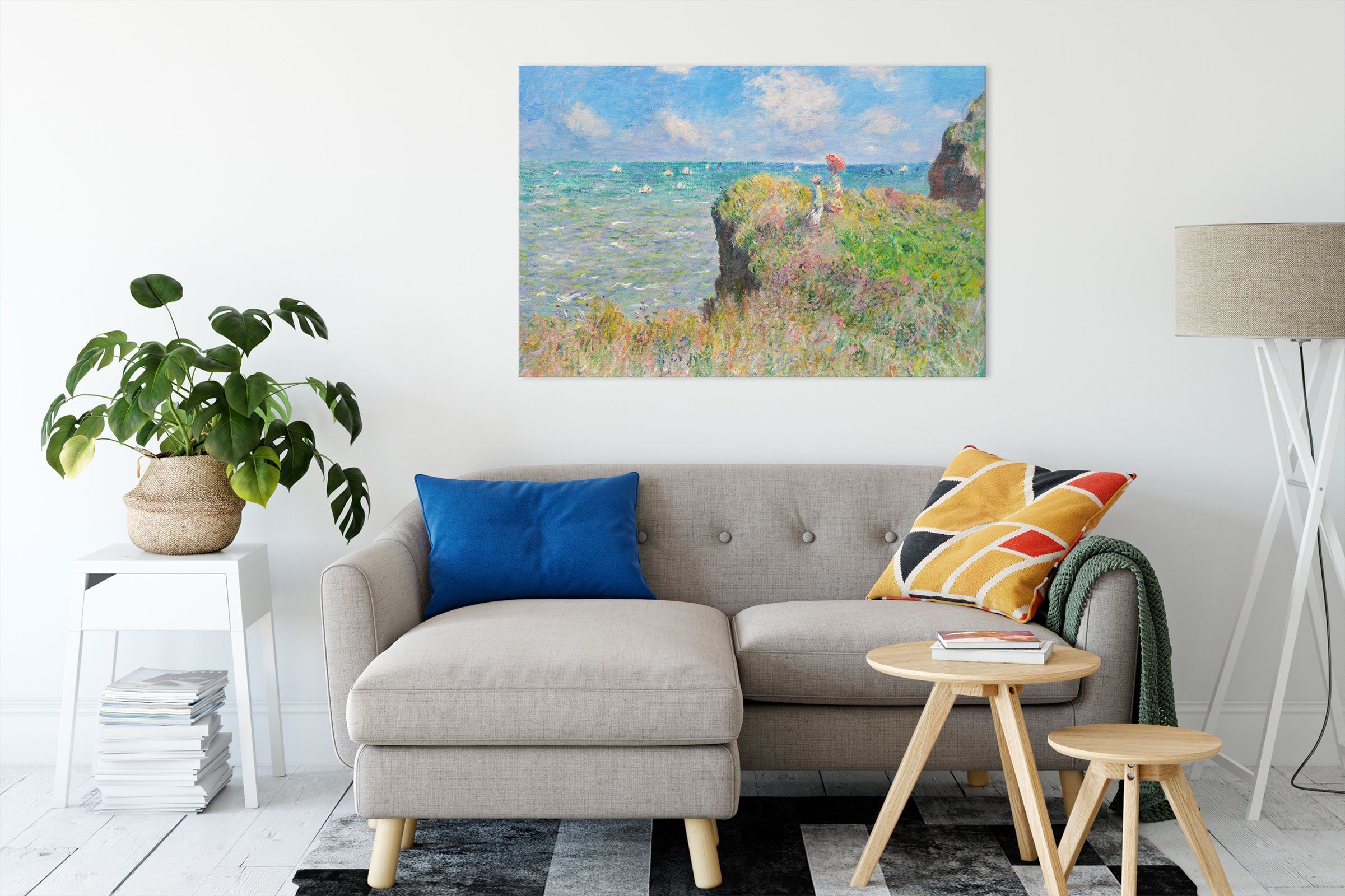 Pixxprint Leinwandbild Claude Monet - Spaziergang auf Klippen-Ebene bei Pou günstig online kaufen