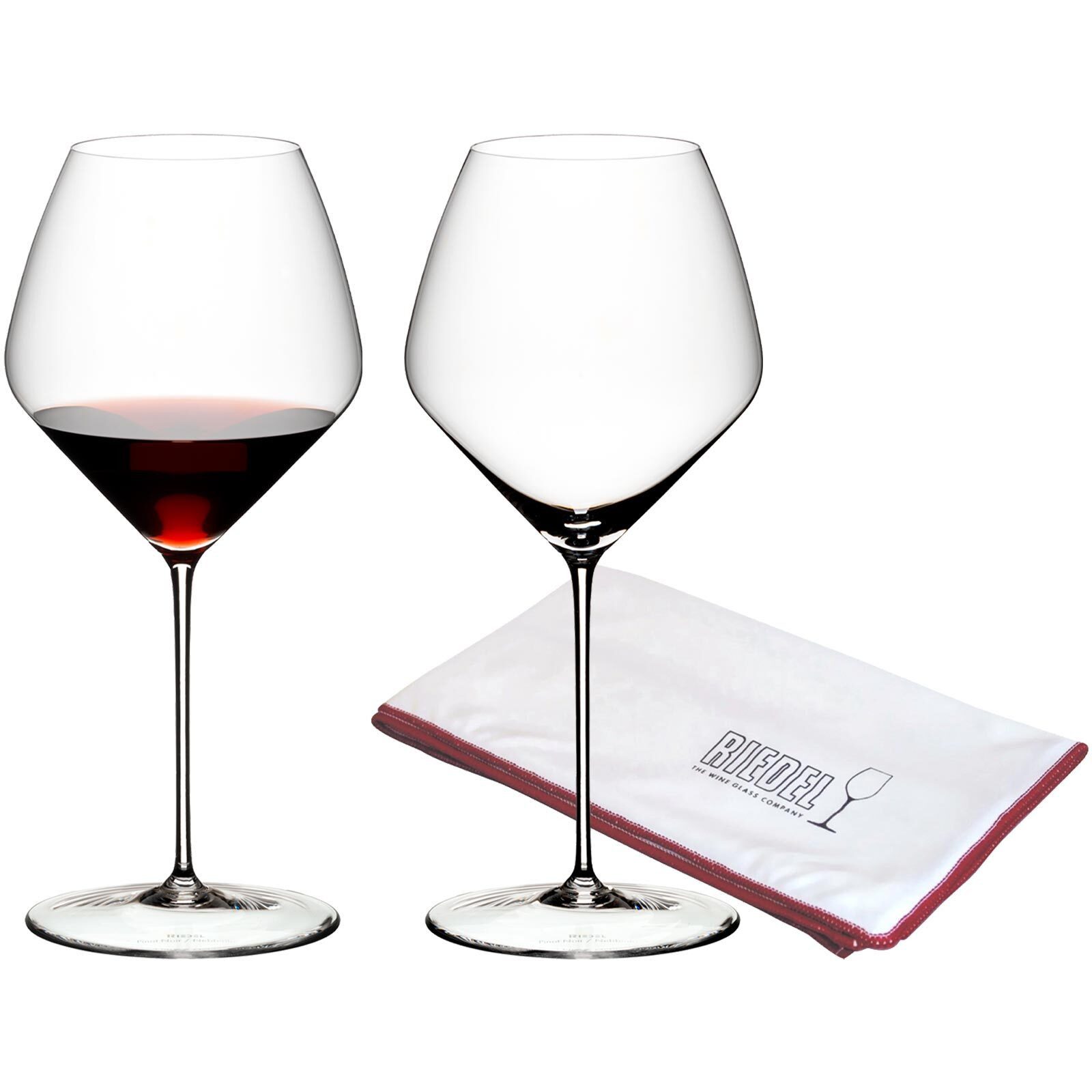 RIEDEL THE WINE GLASS COMPANY Rotweinglas Veloce Pinot Noir / Nebbiolo Gläser + Poliertuch, Glas