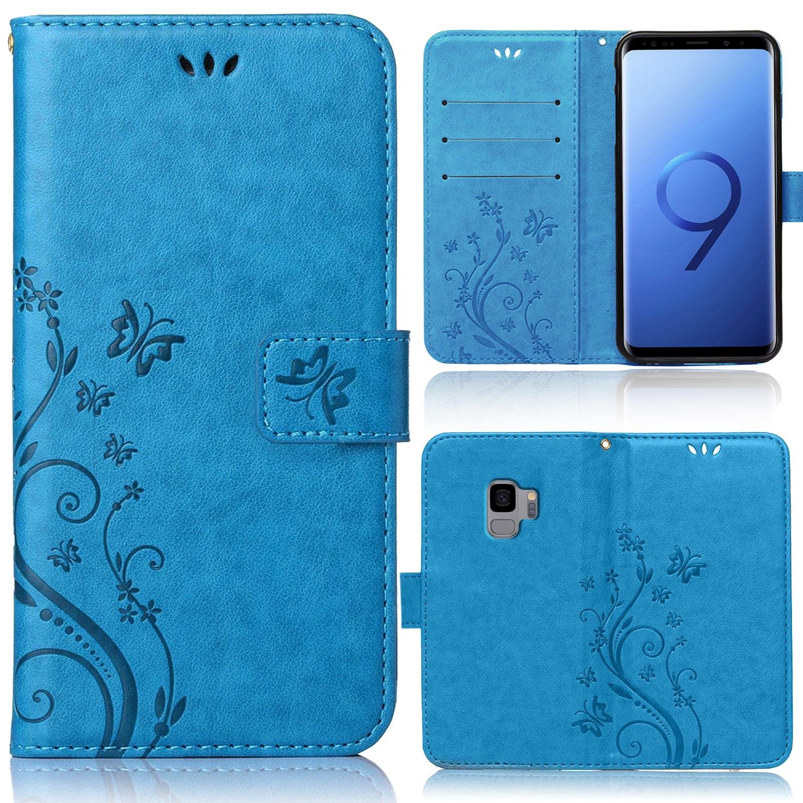 Numerva Handyhülle Bookstyle Flower für Samsung Galaxy S9, Handy Tasche Schutzhülle Klapphülle Flip Cover mit Blumenmuster