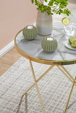 KADIMA DESIGN Beistelltisch Design-Sofatisch: Marmoroptik & gold, stilvolles Highlight