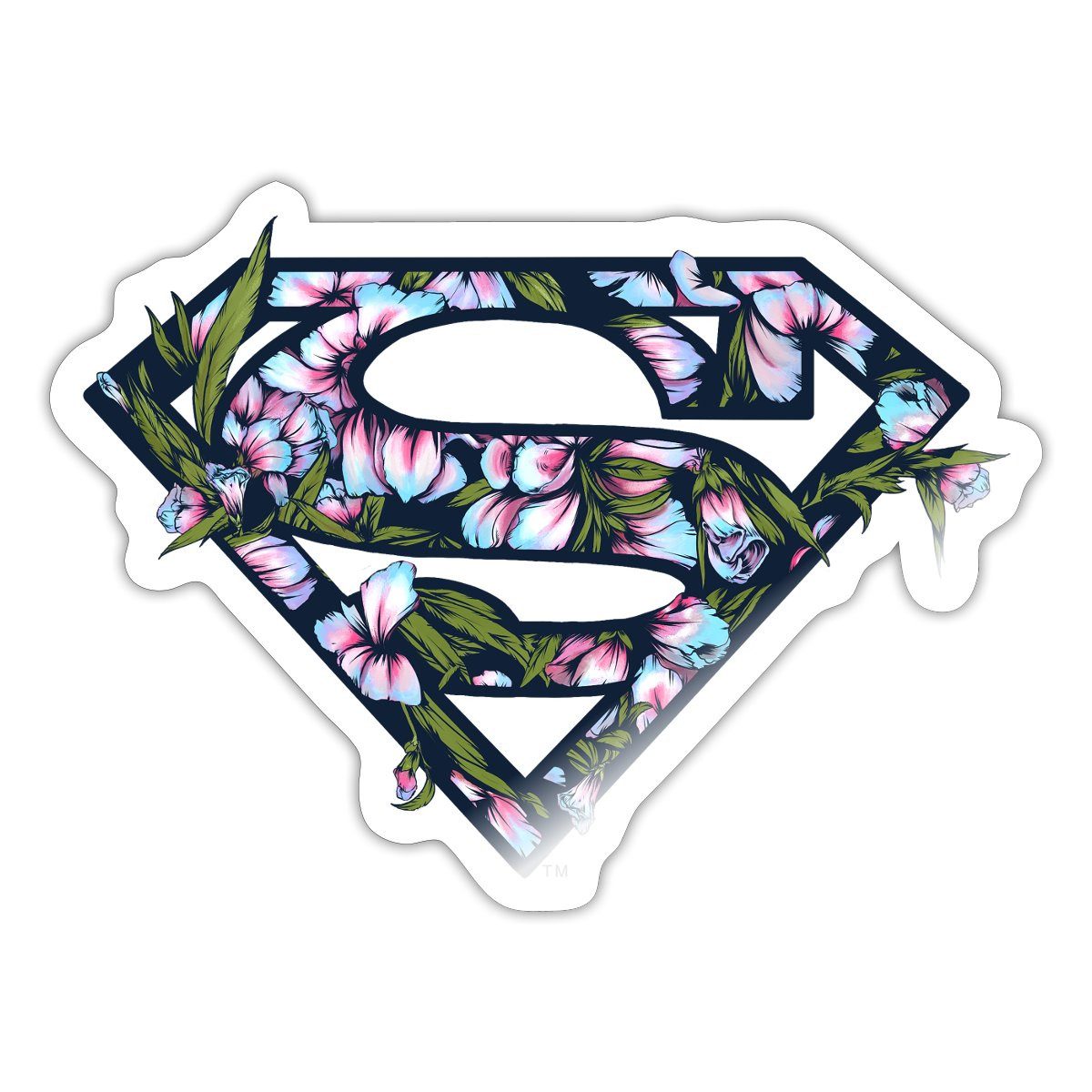 Spreadshirt Aufkleber DC Comics Superman Florales Logo Blumenmuster Sticker Aufkleber