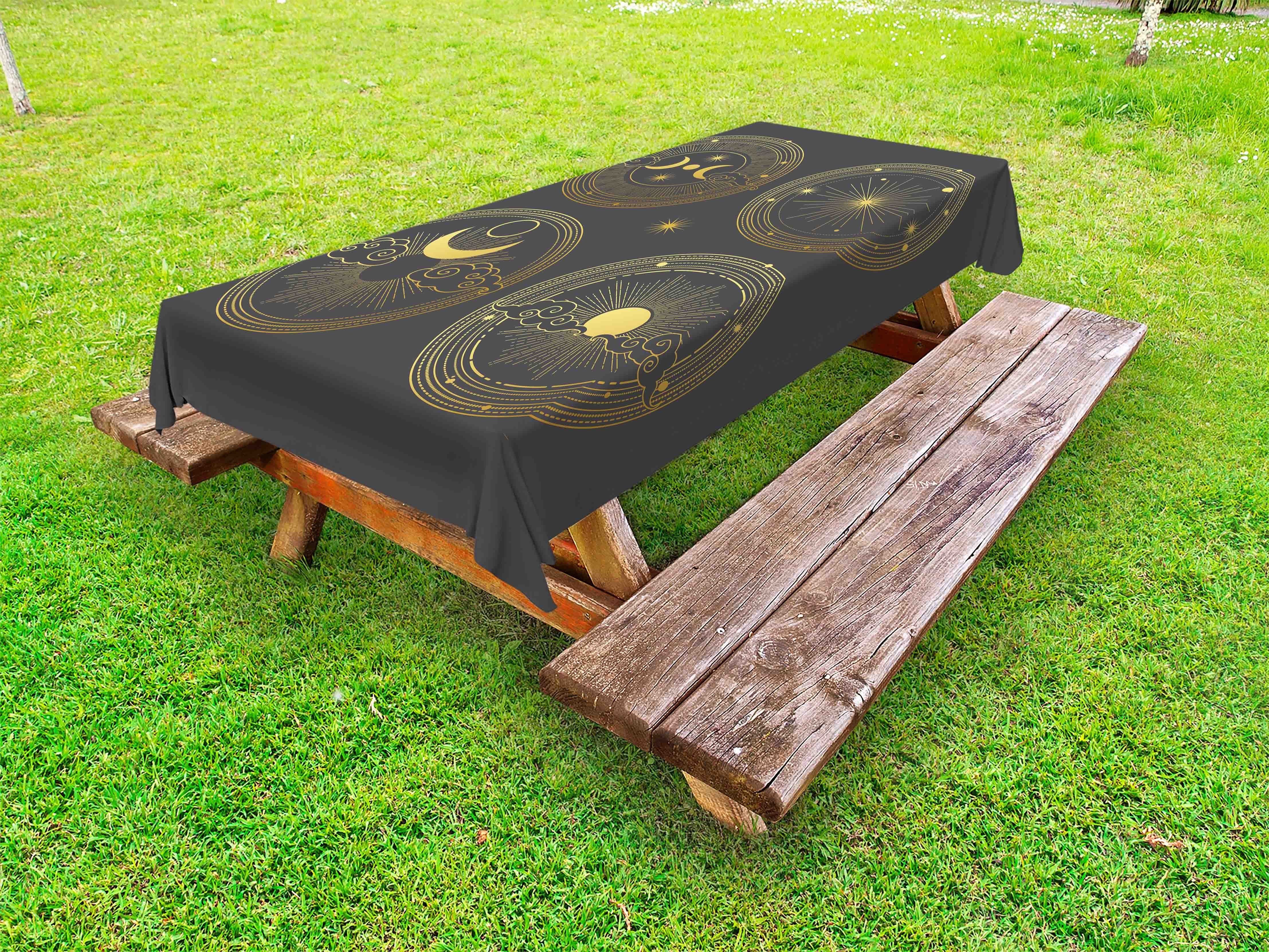 Abakuhaus Tischdecke Astronomische Sonne und dekorative Antike waschbare Picknick-Tischdecke, Mond