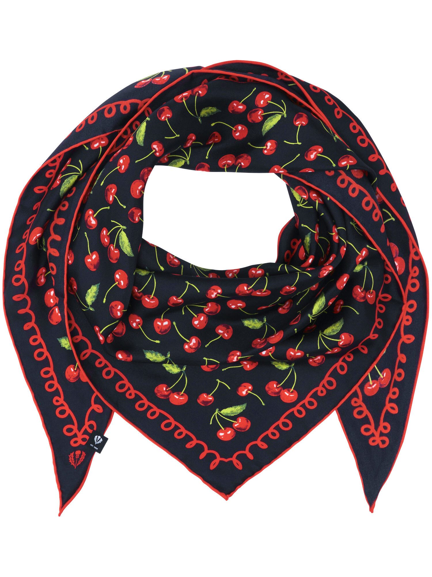 Fraas Modetuch Dreieckstuch mit Kirschen-Print aus reiner Seide