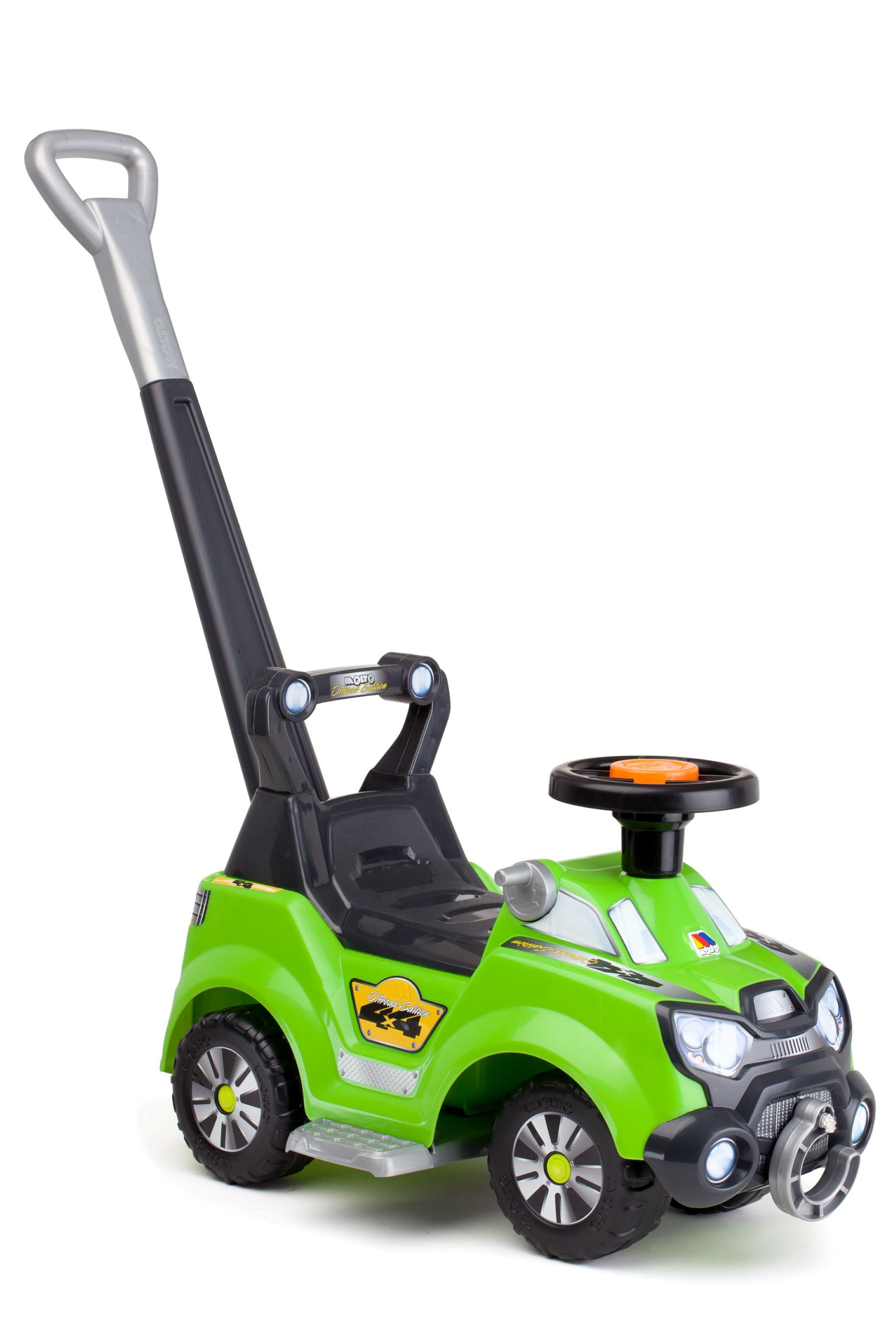 MOLTO Rutscherauto 3-in-1 grün mit Schiebestange, Lauflernhilfe mit Sound, 3-in-1 Rutscherauto, Lauflernhilfe für Kinder ab 12 Monaten