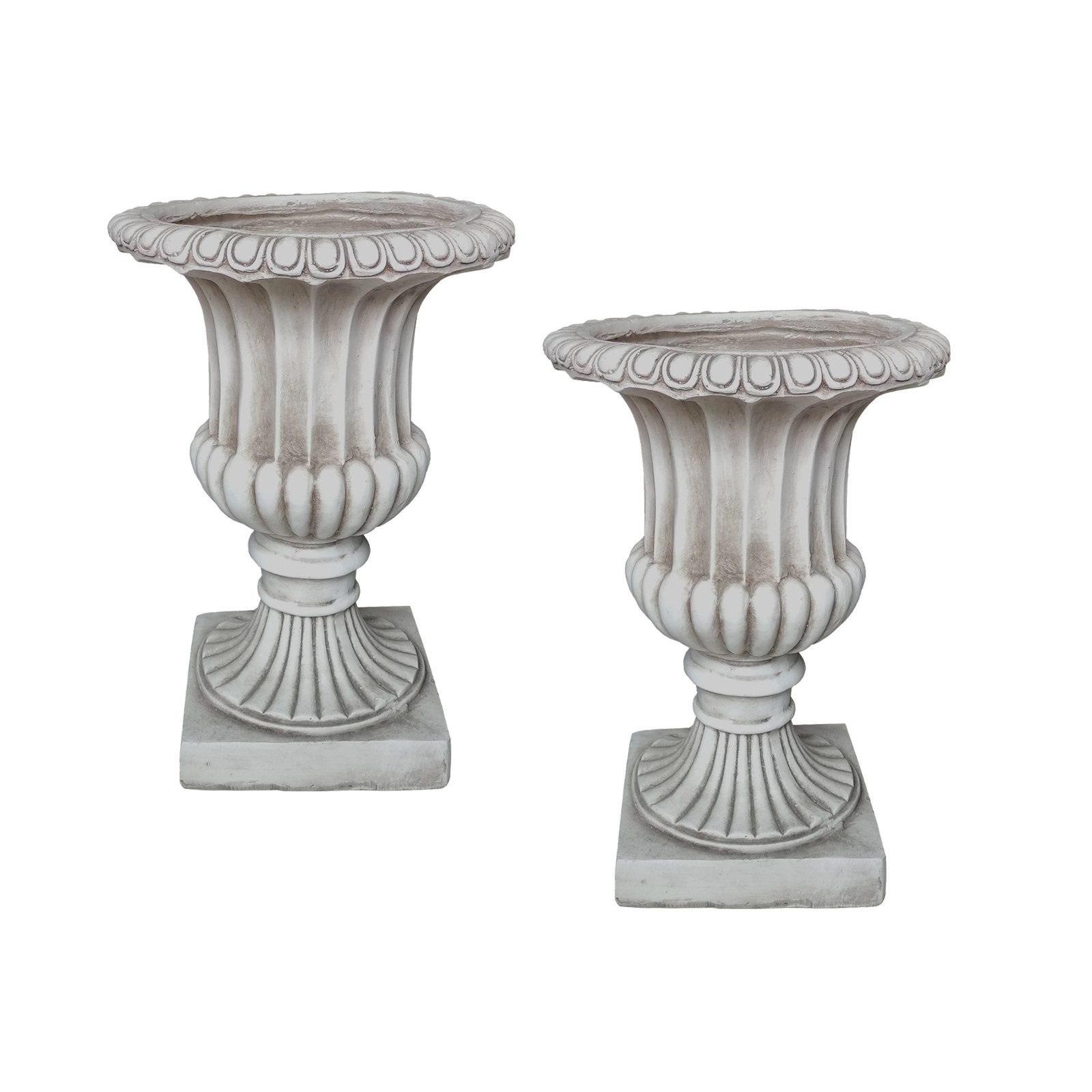 HTI-Living Pflanzkübel Pflanzkübel Athene Antik Hellgrau 2er-Set (Set, 2 St., 2 Pflanzkübel), Gartendeko Polyresin