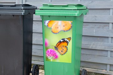 MuchoWow Wandsticker Insekten - Schmetterlinge - Blumen (1 St), Mülleimer-aufkleber, Mülltonne, Sticker, Container, Abfalbehälter