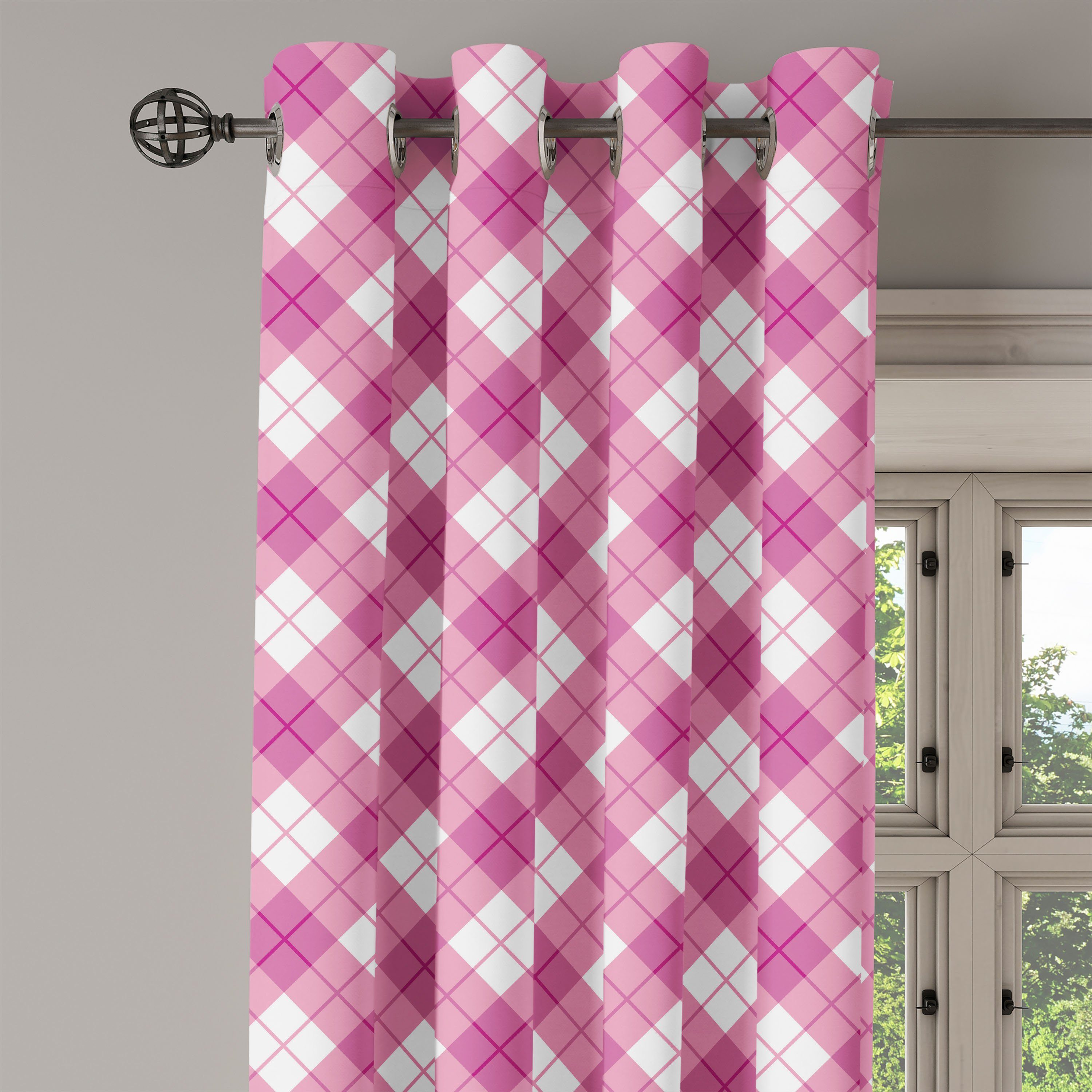 Geometrisch Dekorative 2-Panel-Fenstervorhänge Gardine Pastellfarbe Diagonal Abakuhaus, für Wohnzimmer, Schlafzimmer