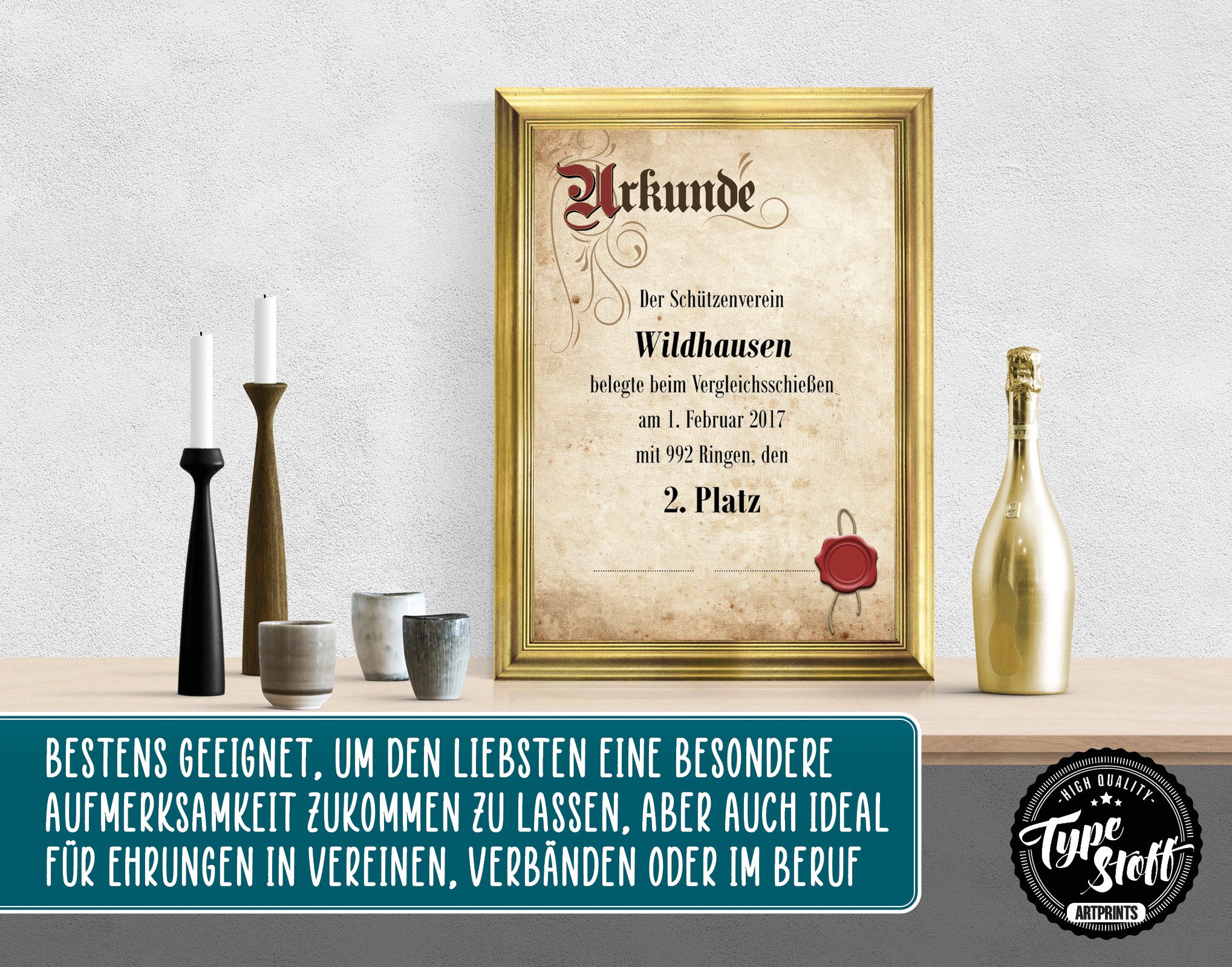 TypeStoff Briefpapier TypeStoff Urkunden DIN A4 Elefantenhaut-Optik Blanko Zertifikat