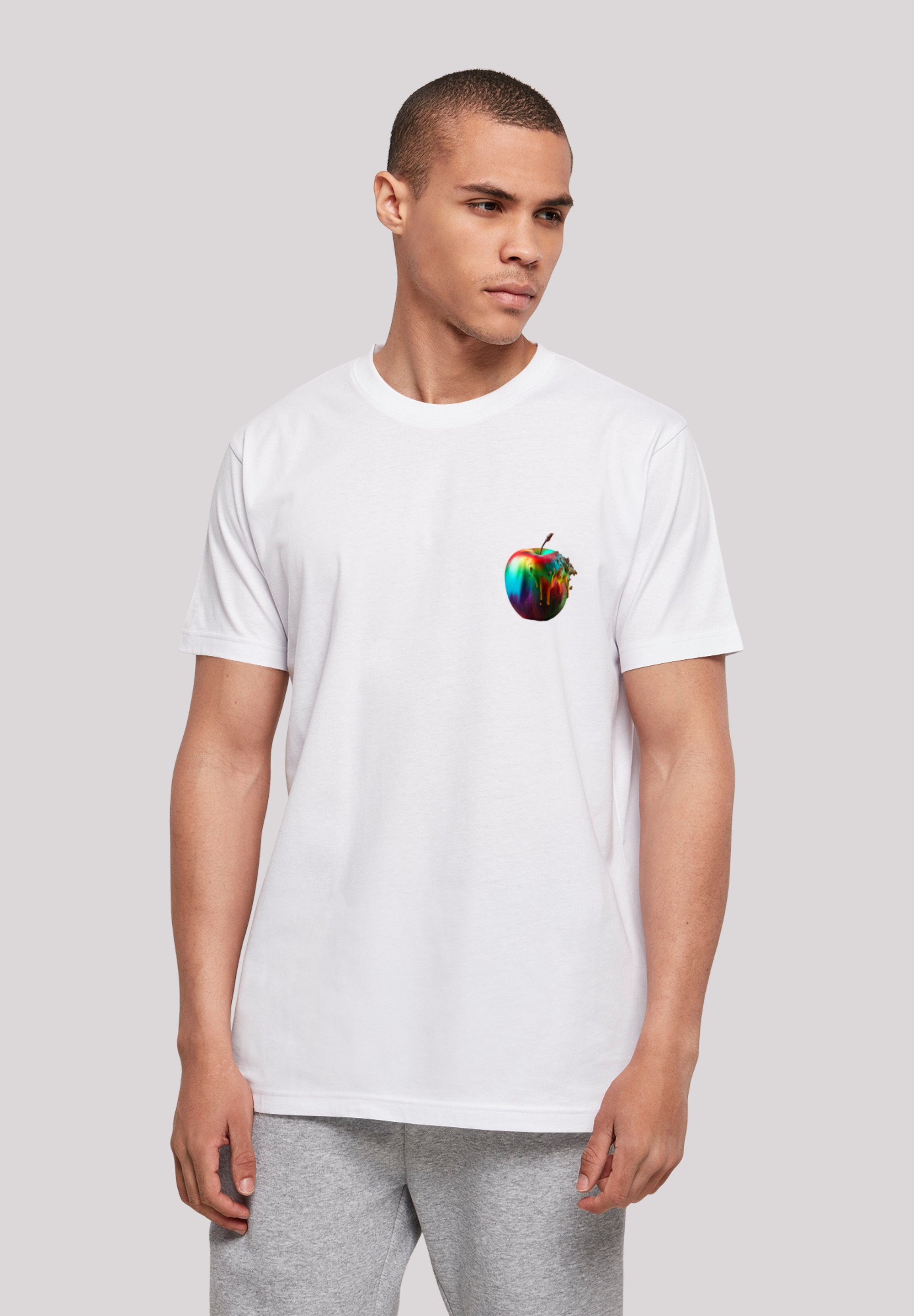 F4NT4STIC T-Shirt Colorfood Collection - Rainbow Apple Print weiß