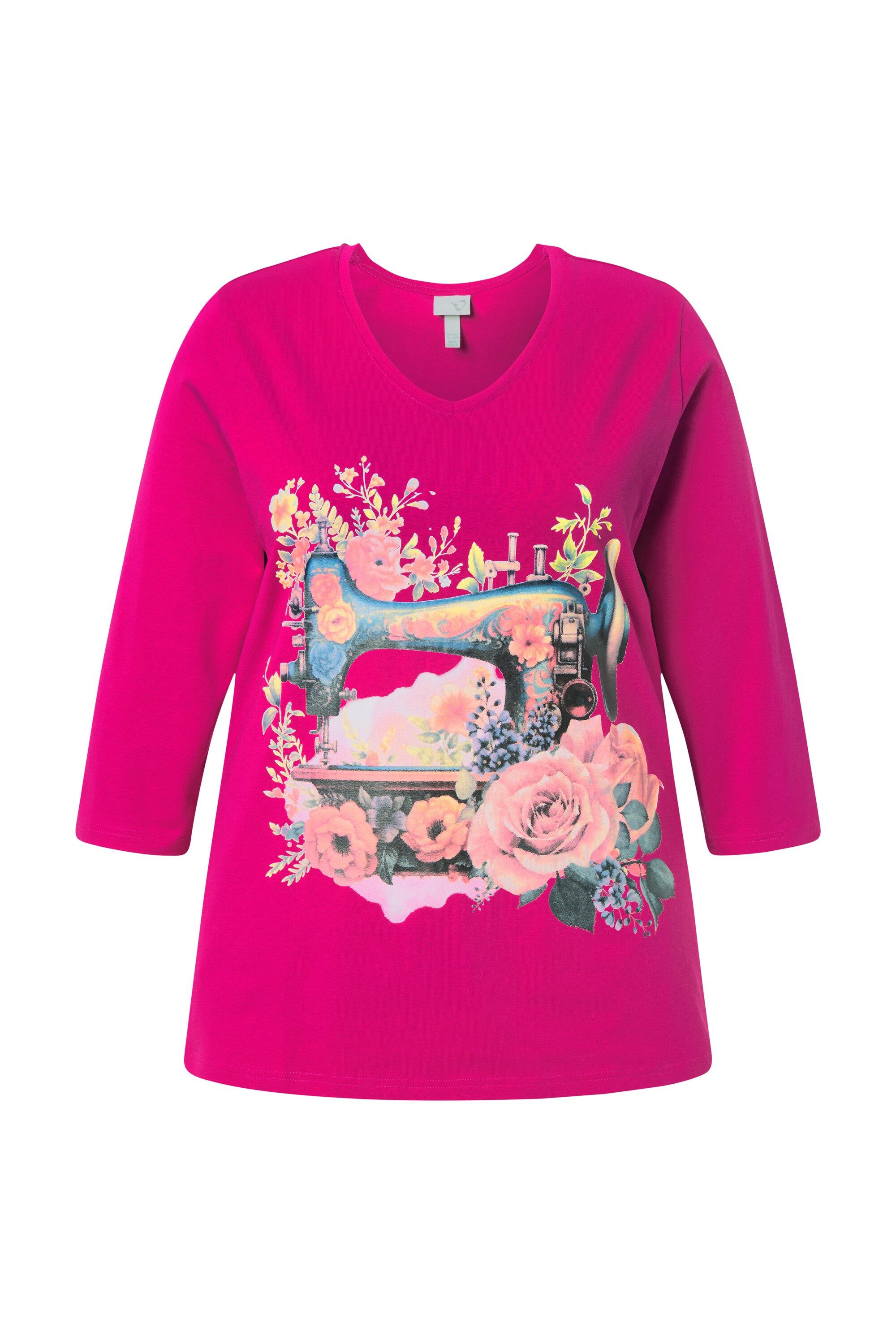 Ulla Popken T-Shirt Shirt Nähmaschine Classic V-Ausschnitt 3/4-Arm – Bild 2 von 4