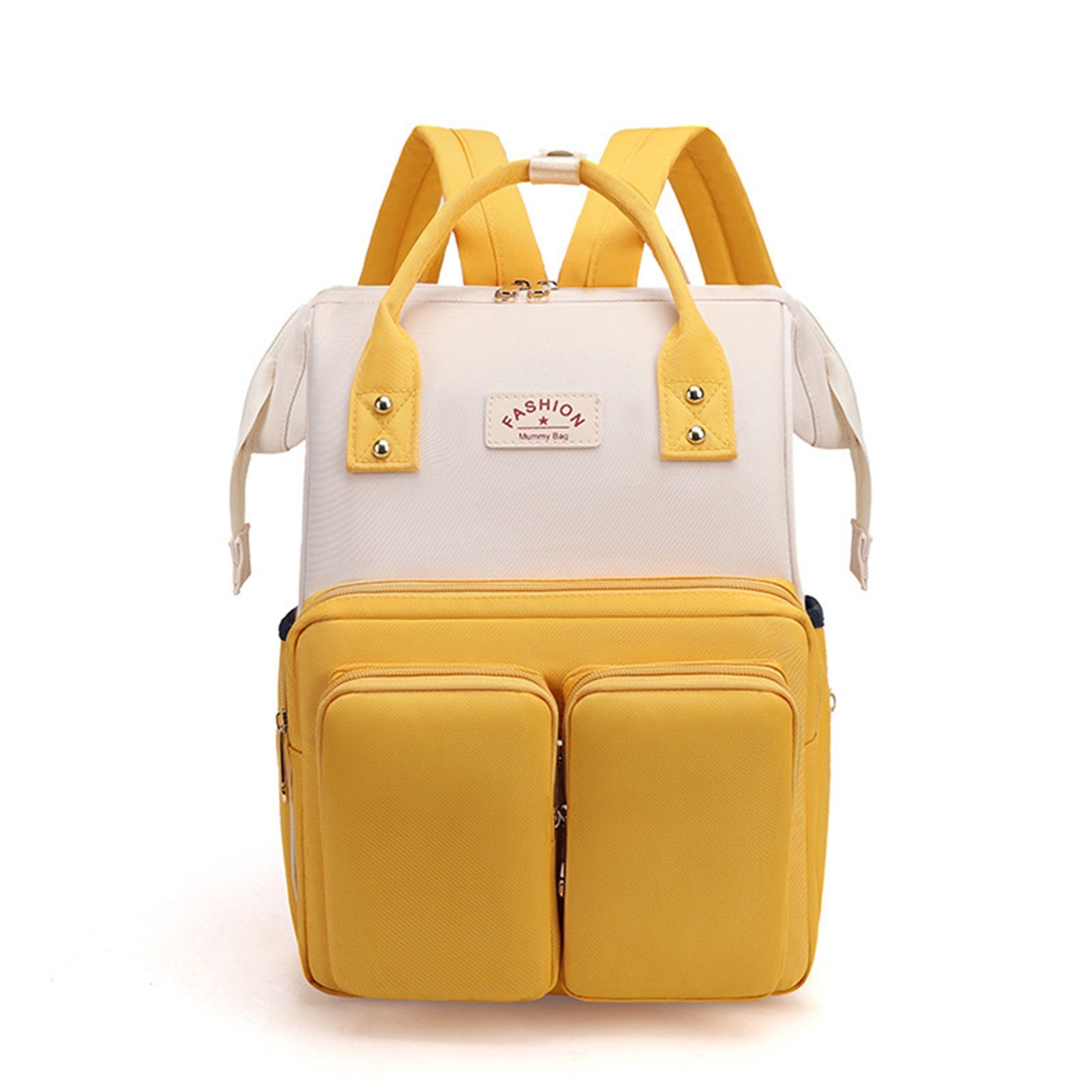 Blusmart Wickeltasche Mode Mama Tasche Tragbare Große Kapazität Mutter Rucksack Einfache beige and yellow