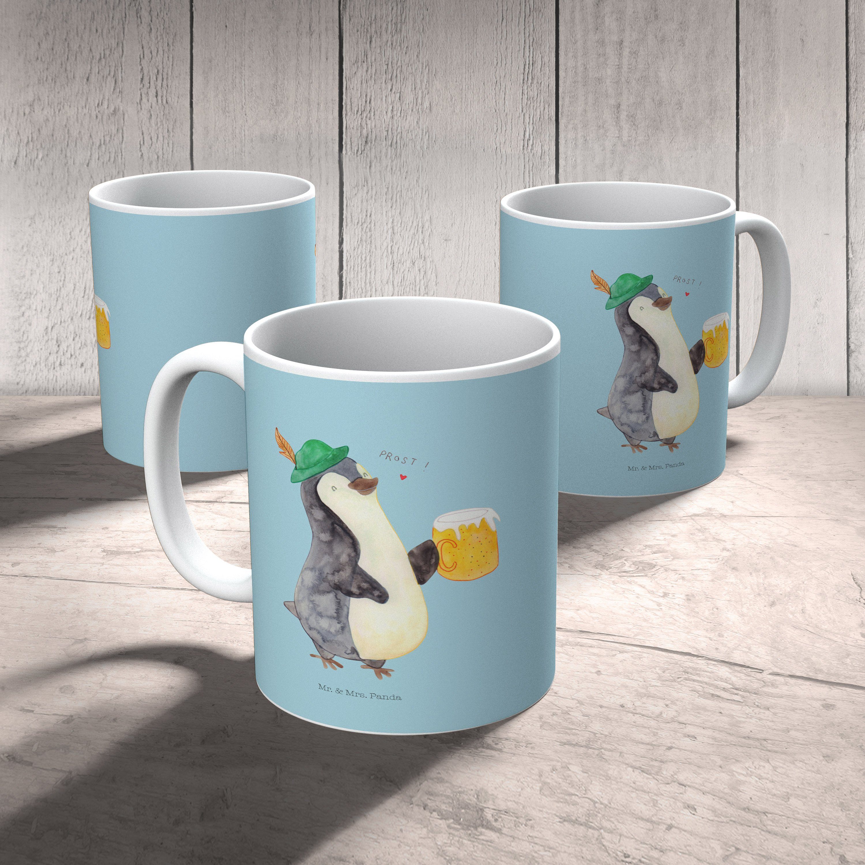 Keramik Tasse Bier Geschenk, Mrs. Sp, Panda Pinguin Keramiktasse, & Eisblau Mr. - Feierabend, - Tasse