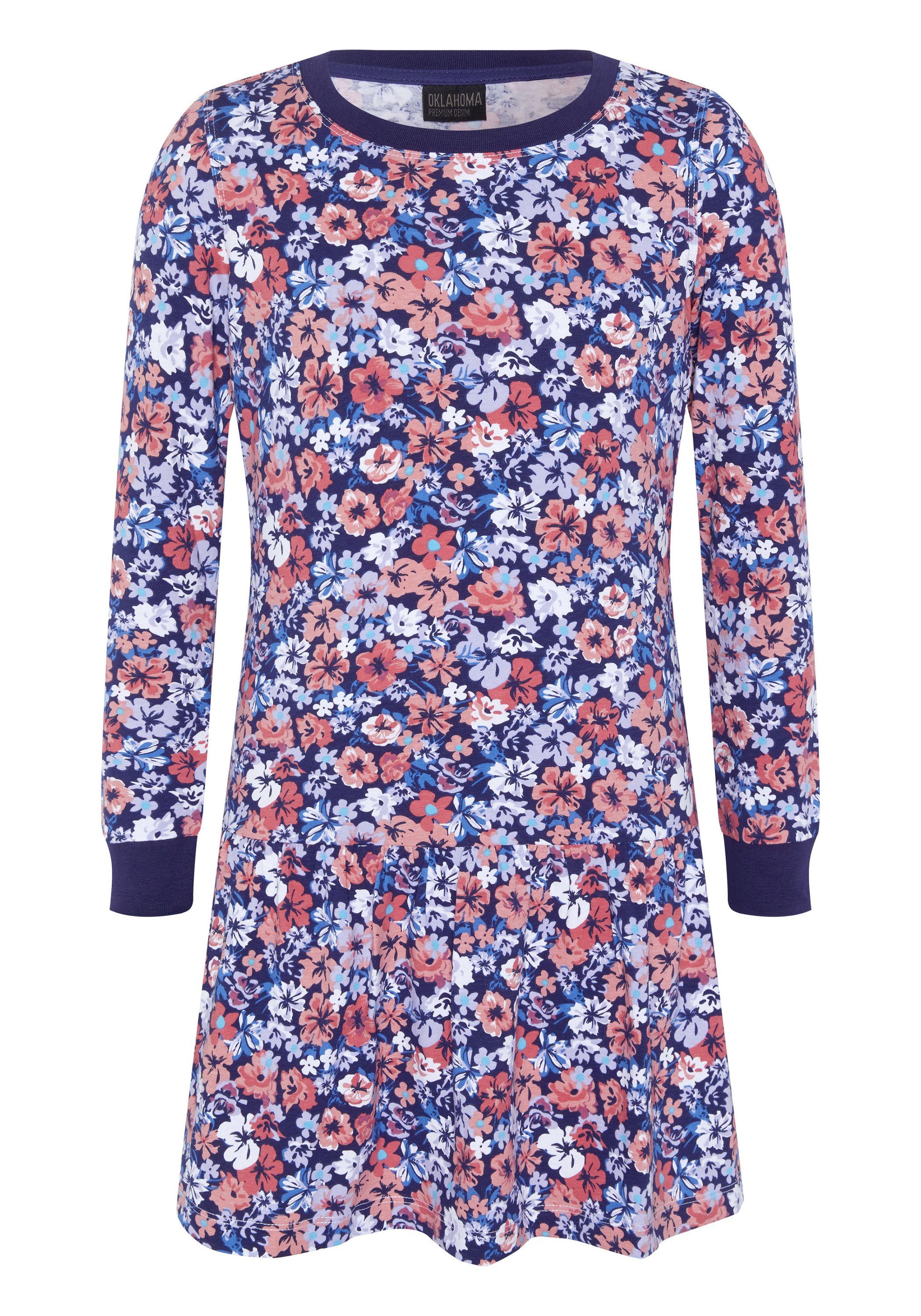 OKLAHOMA PREMIUM DENIM Jerseykleid mit verspieltem Allover Blumenprint