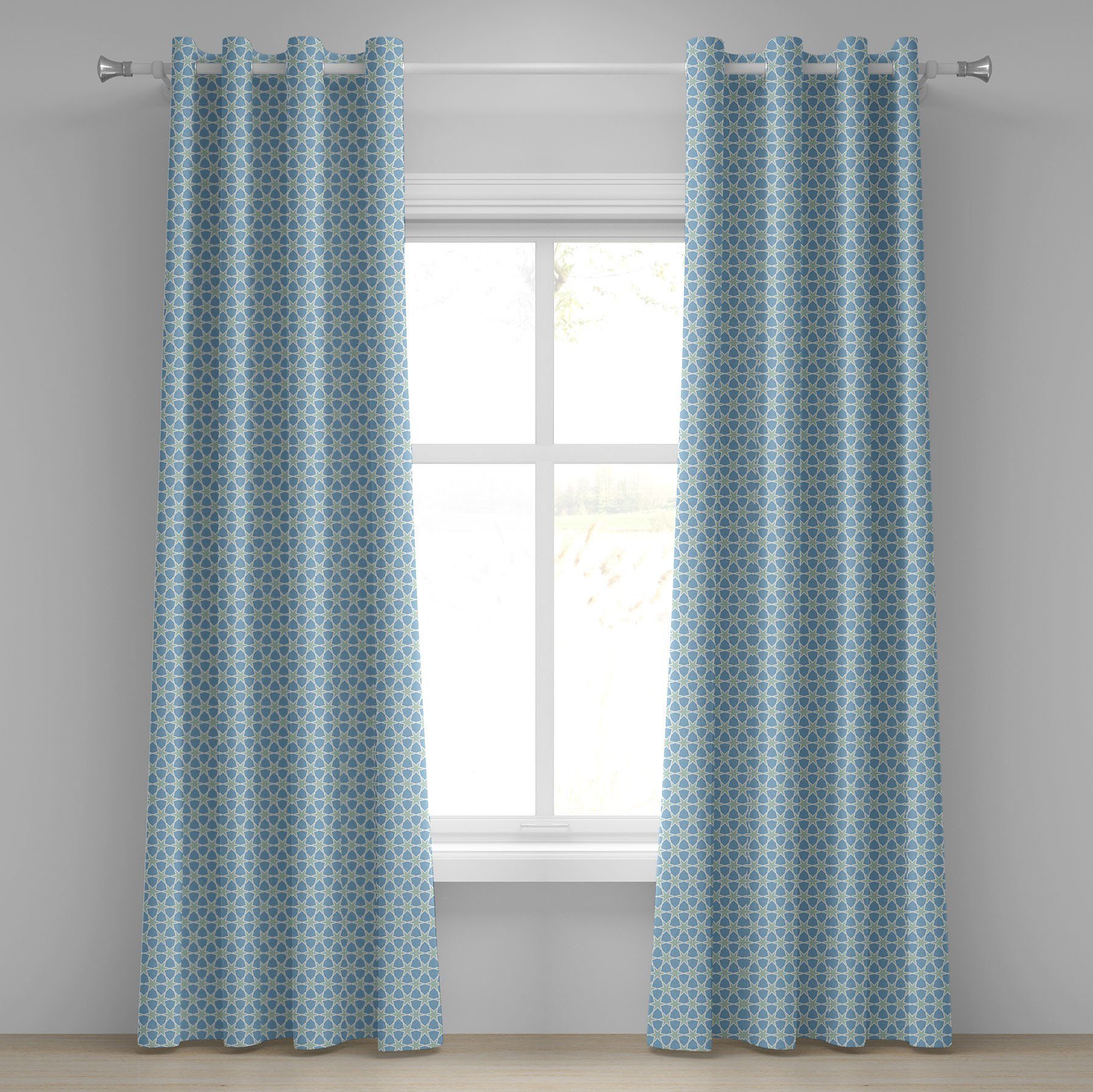 Gardine Dekorative 2-Panel-Fenstervorhänge für Schlafzimmer Wohnzimmer, Abakuhaus, marokkanisch Mosaic Roman Sterne