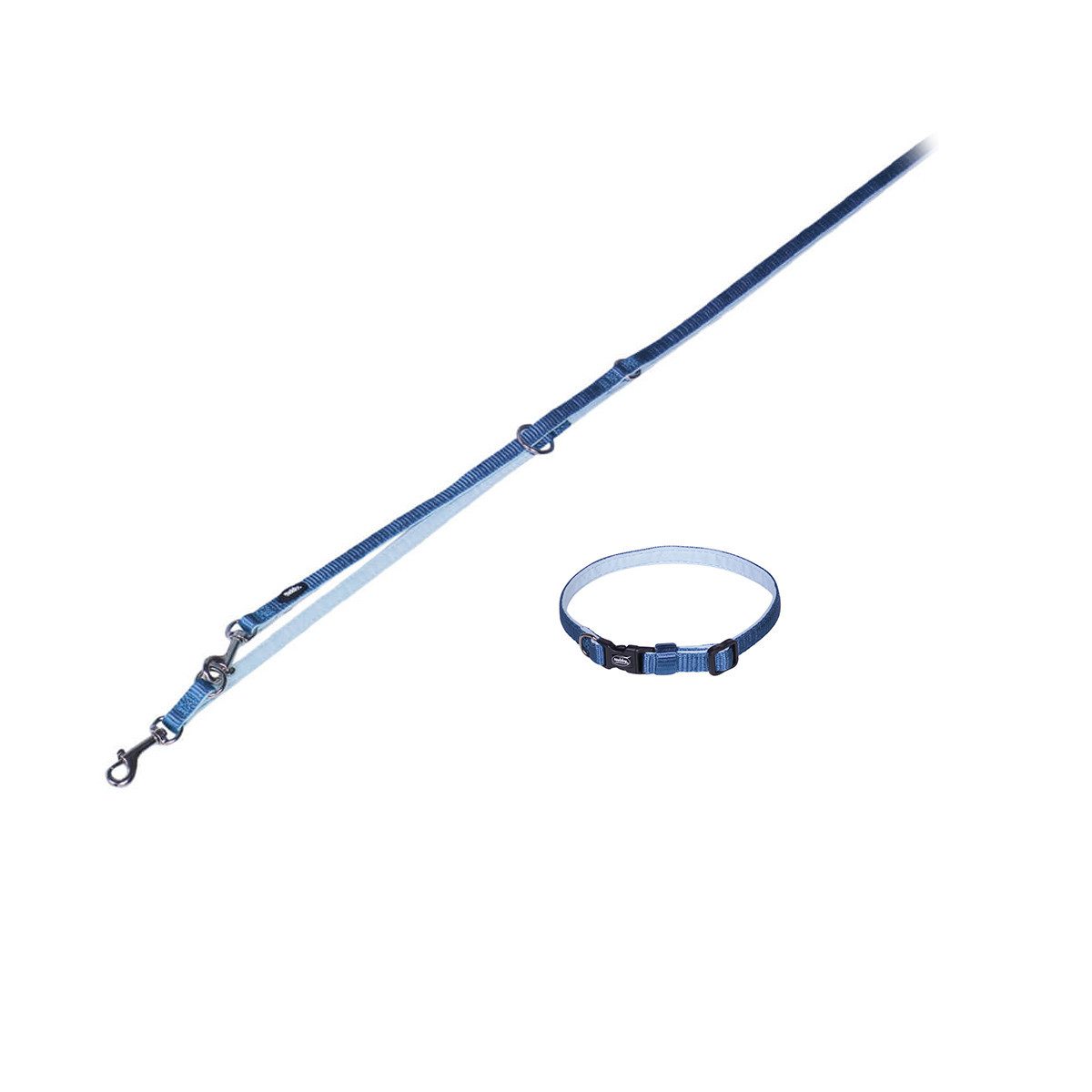 Nobby Hunde-Halsband Hundehalsband und Leine Set "Classic Preno", hellblau, XXS-S, Nylon, Neopren