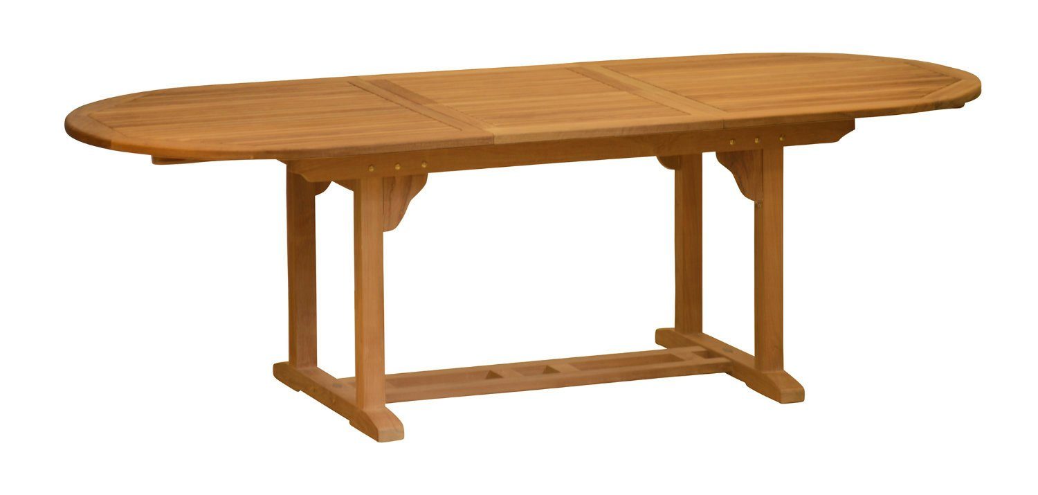 Kai Wiechmann Gartentisch Premium Teak Ausziehtisch oval als klassischer Holztisch aus Teak, ausziehbarer und unbehandelter Teaktisch oval