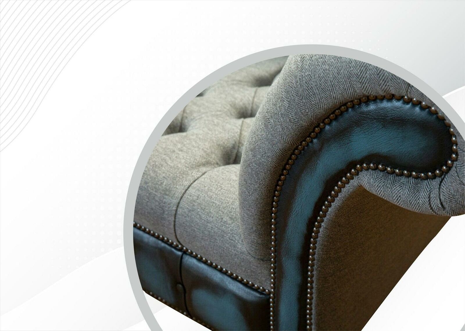 JVmoebel Neu Chesterfield Sofa Sofas Möbel Couch Textil Couchen Klassische Polster Leder Chesterfield-Sofa,