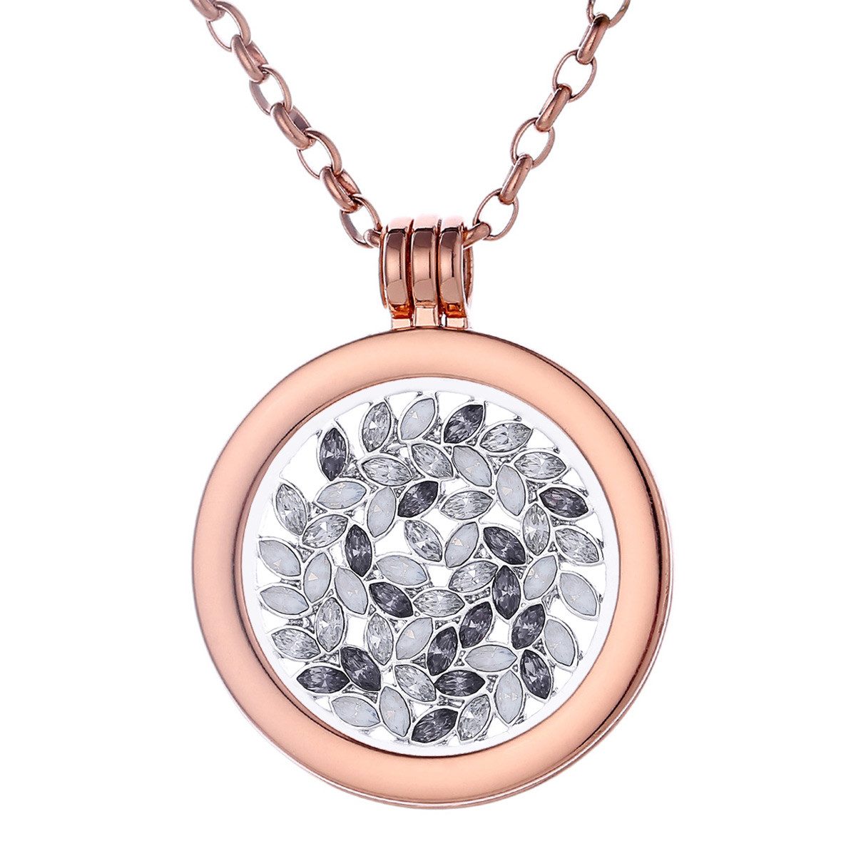 Morella Kette mit Anhänger Halskette 70 cm roségold mit MünzAnhänger 33 mm (2-tlg), Kette inkl. austauschbarem Coin, roségold, im Samtbeutel