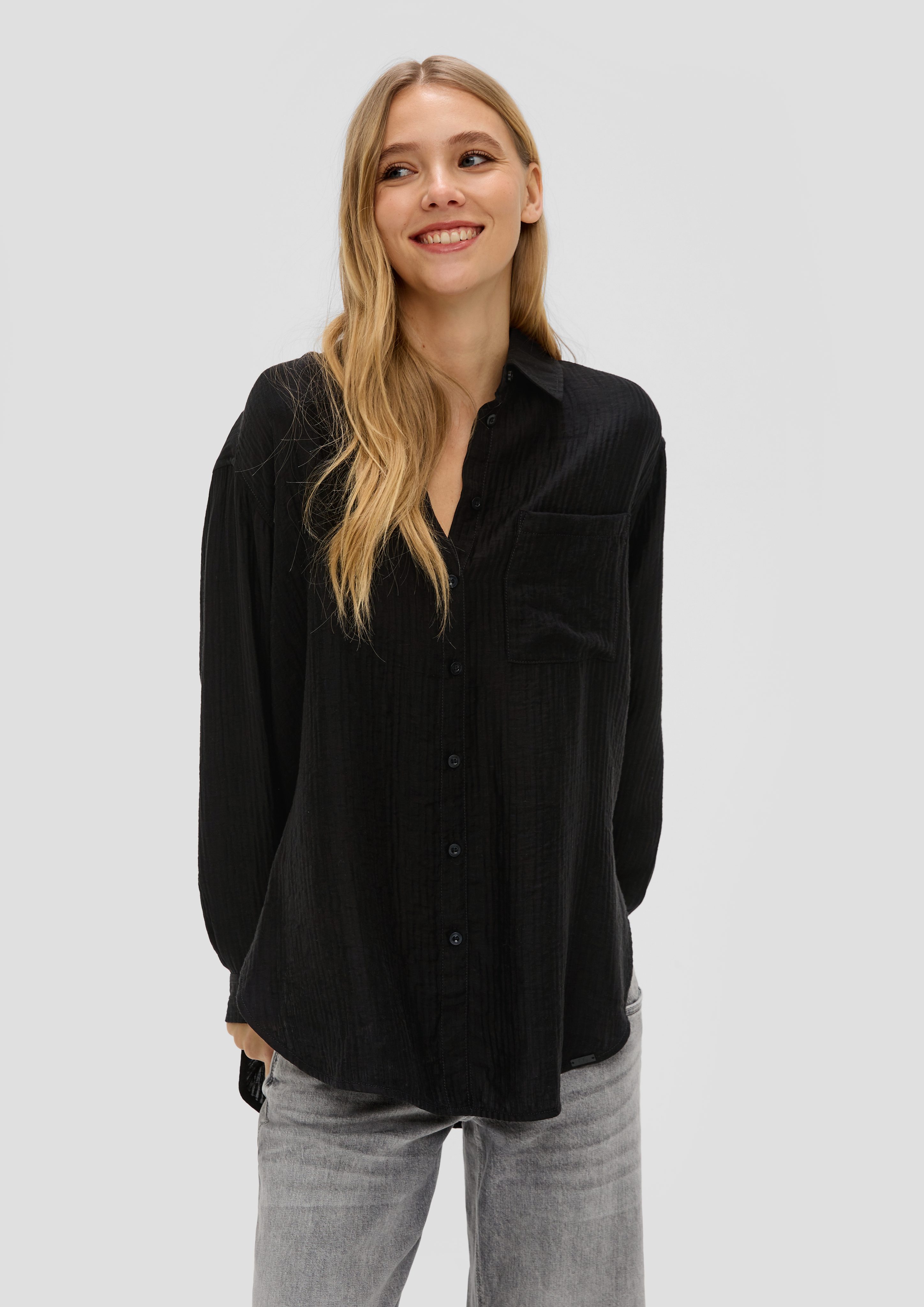 Langarmbluse Hemd im Oversized-Look