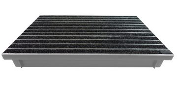 Fußmatte EMCO 60x40cm Eingangsmatte DIPLOMAT Rips anthrazit 22mm + ACO Bodenwanne Fußmatte Türmatte Abstreifer Fußabtreter, Emco, rechteckig, Höhe: 75 mm, für den Innenbereich und überdachten Außenbereich