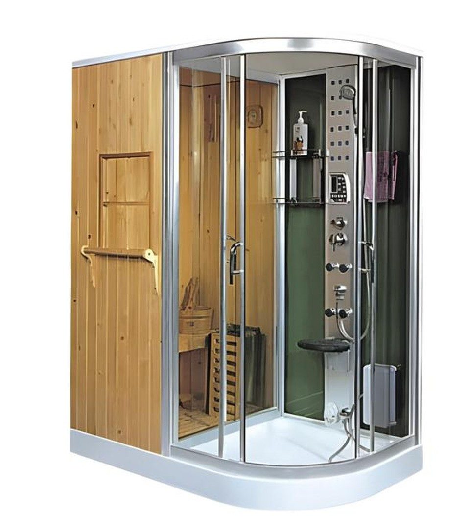 Xlmoebel Dampfdusche Wellness-Sauna Dampfbadkabine aus Holz mit Smart Home Integration, BxT: 110x170 cm, Made in Europa