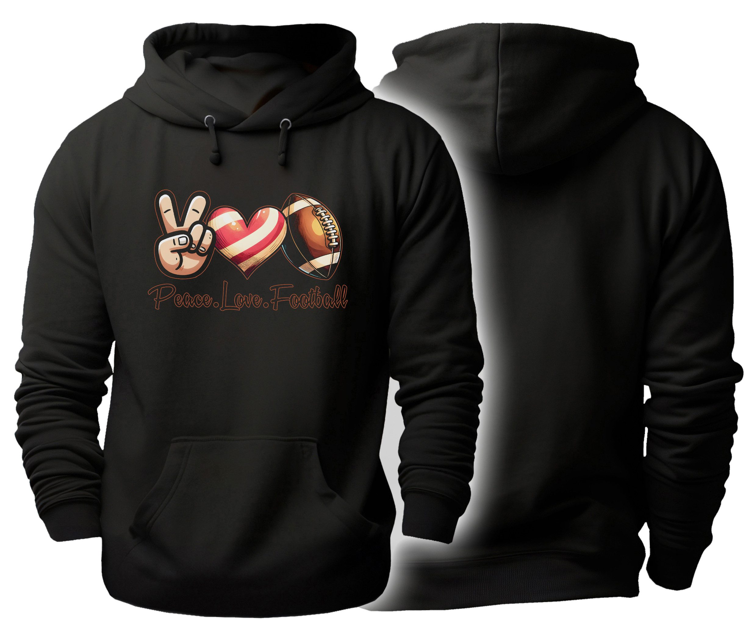 MyDesign24 Hoodie American Football Kapuzen Pullover Schwarzer Herren und Damen Hoodie Gr.XS i508